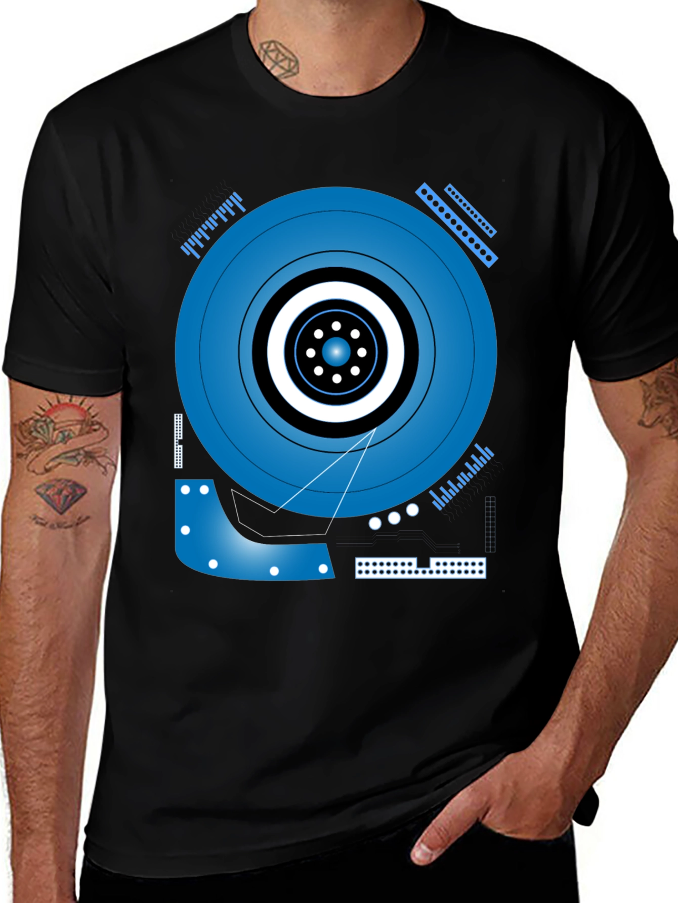 Variant 24 of Geometric Record Player Graphic T-Shirt