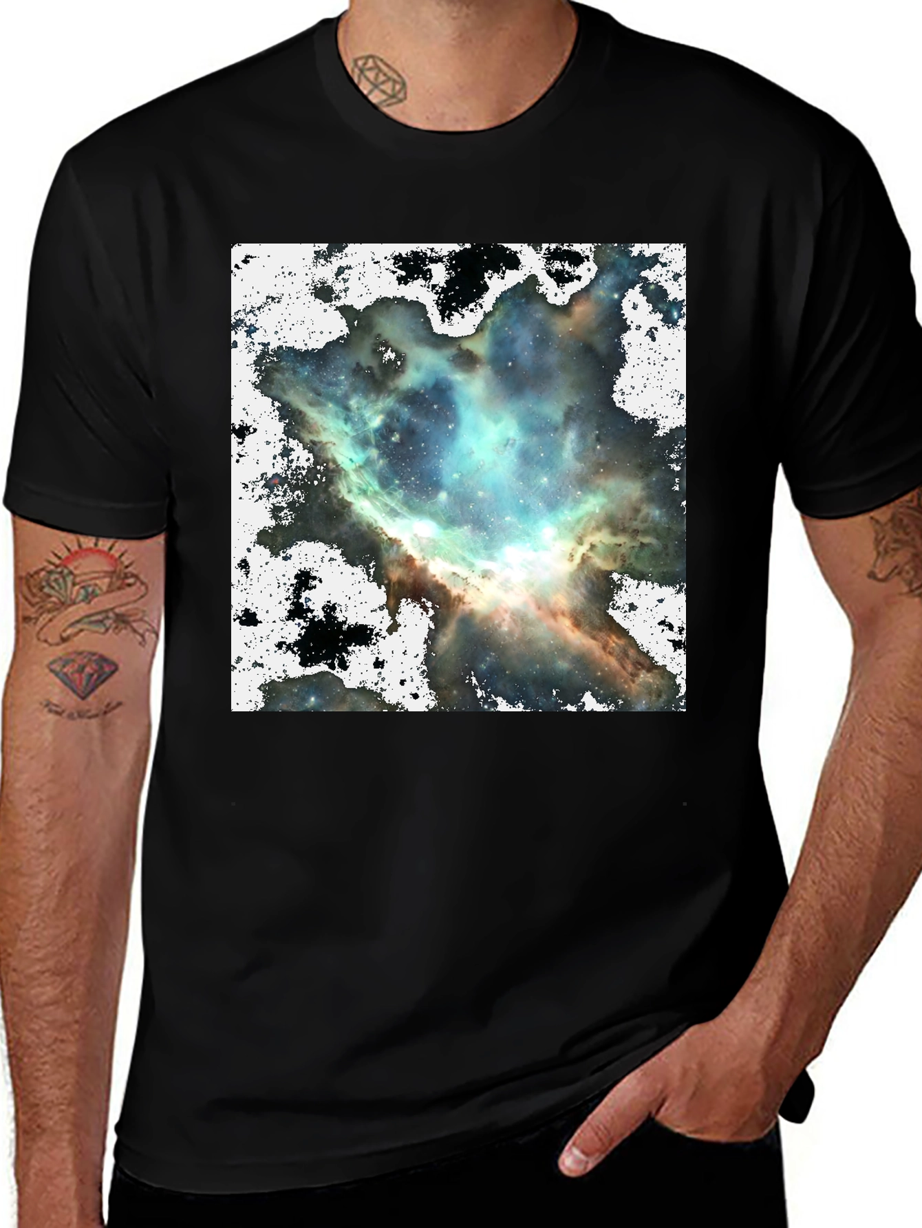 Variant 17 of Nebula Print Black Crewneck T-Shirt