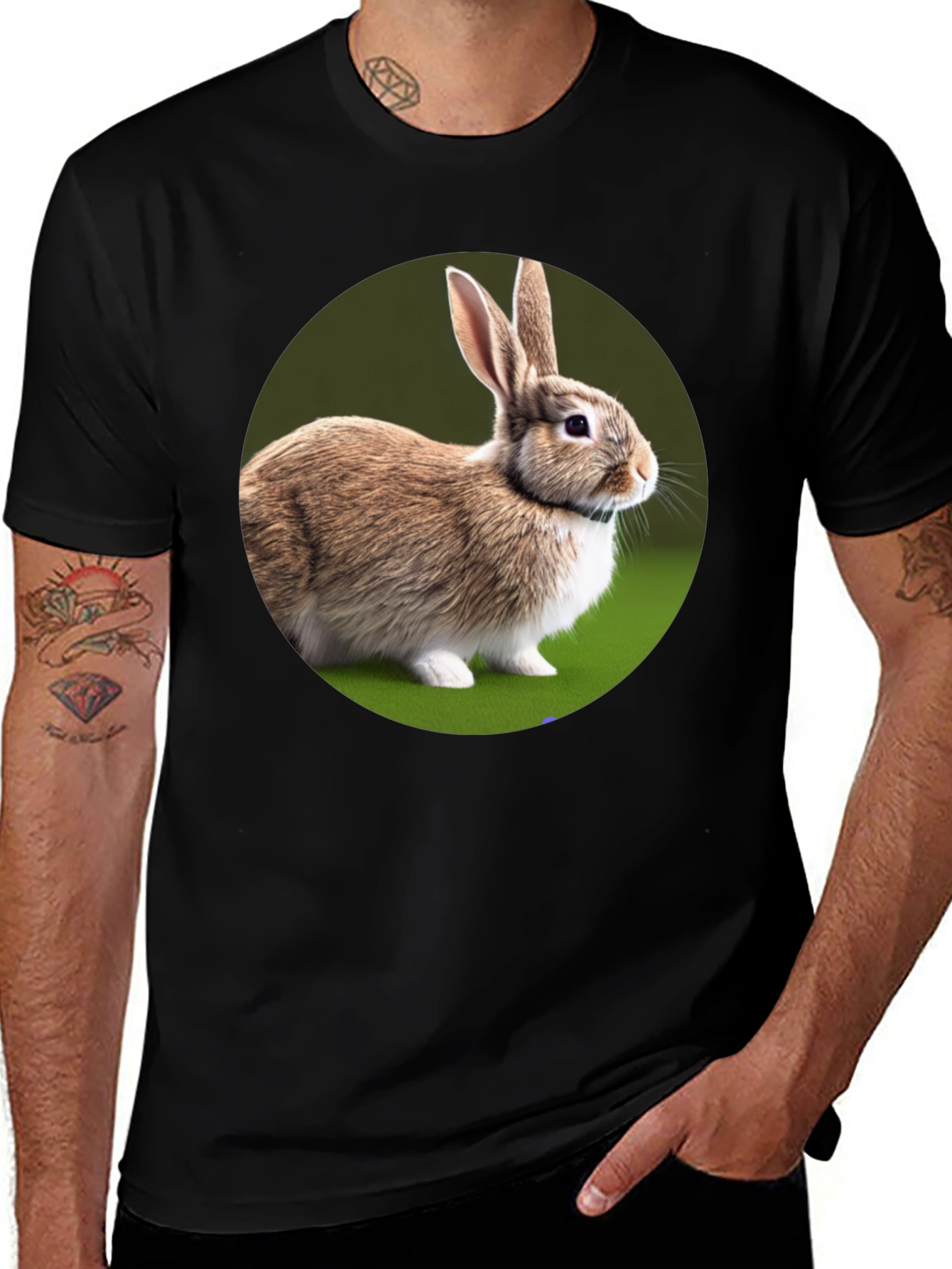 Variant 24 of Cute Rabbit Graphic Tee - Soft Cotton Black T-Shirt