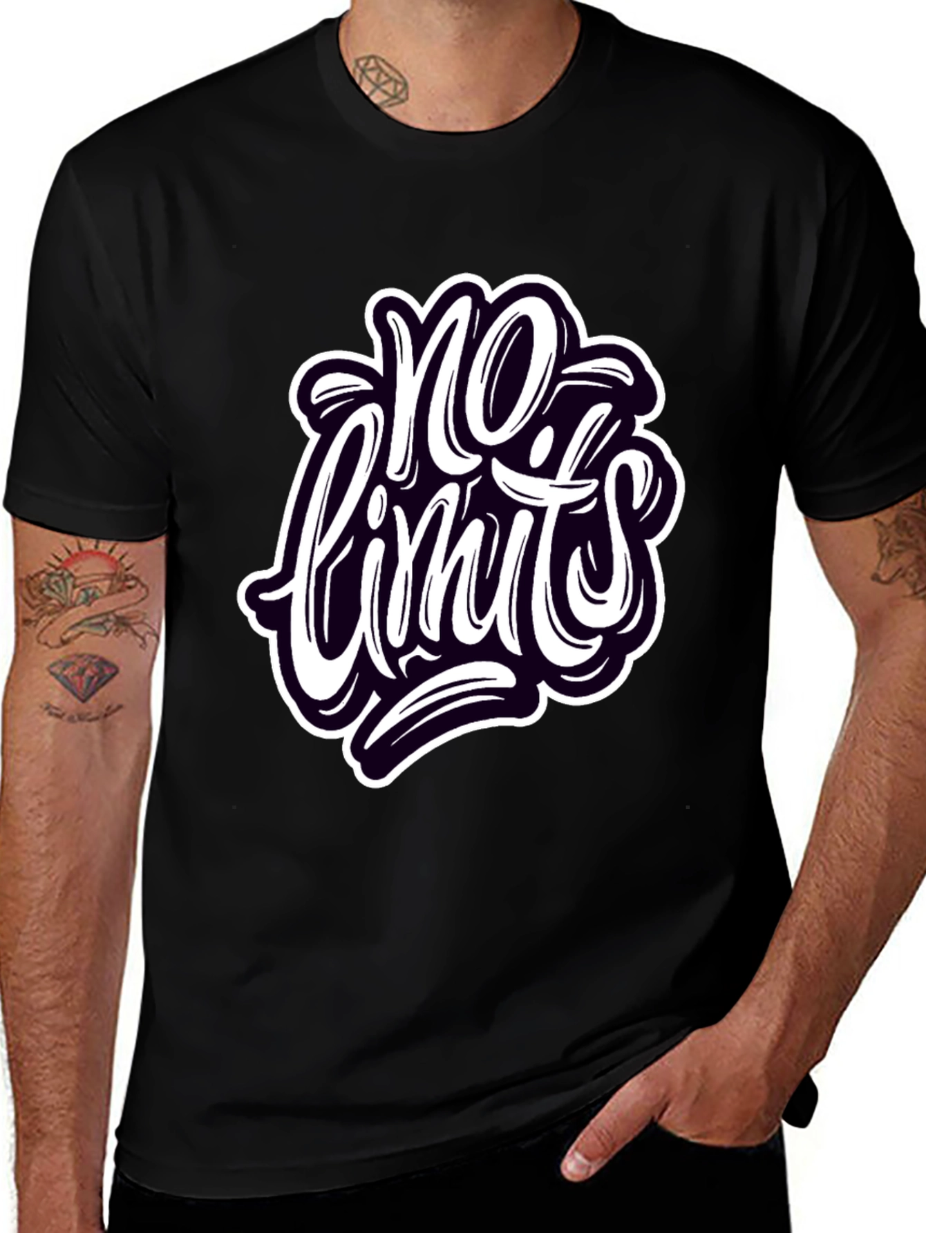 Variant 5 of No Limits Graphic Tee - Stylish Black Cotton T-Shirt