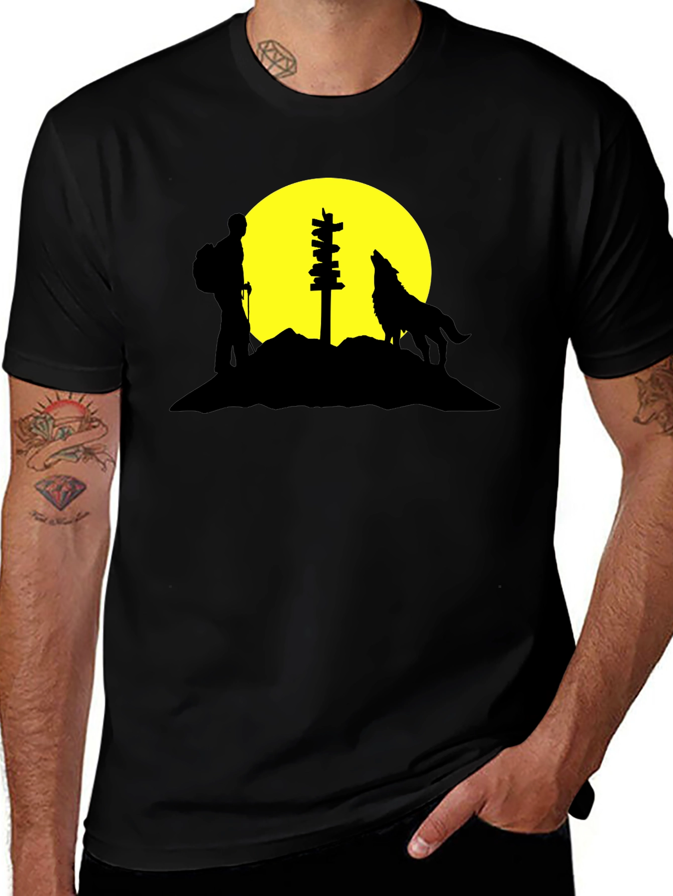 Variant 19 of Hiker & Wolf Silhouette Graphic Tee