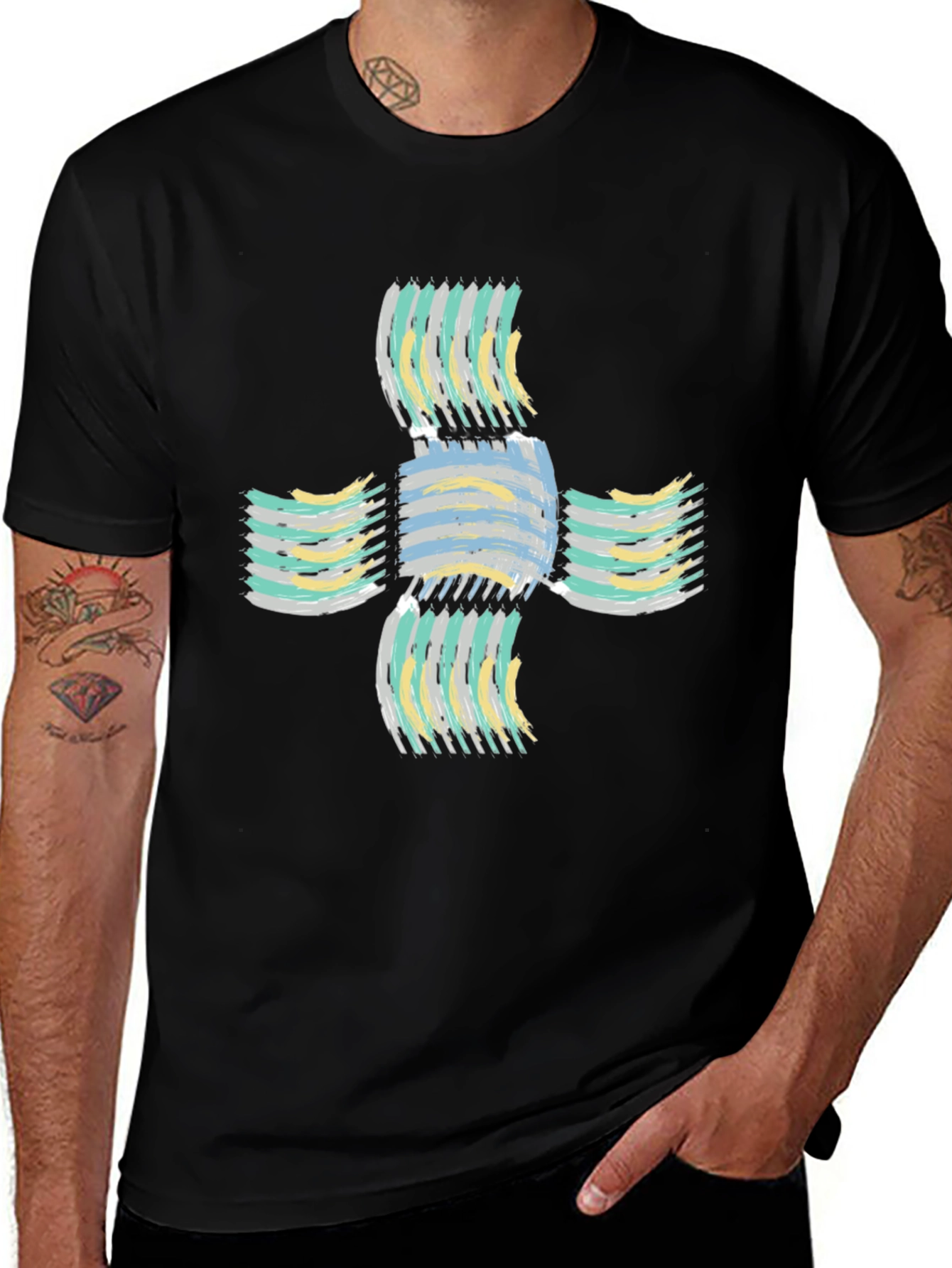 Variant 29 of Abstract Cross Graphic Black T-Shirt