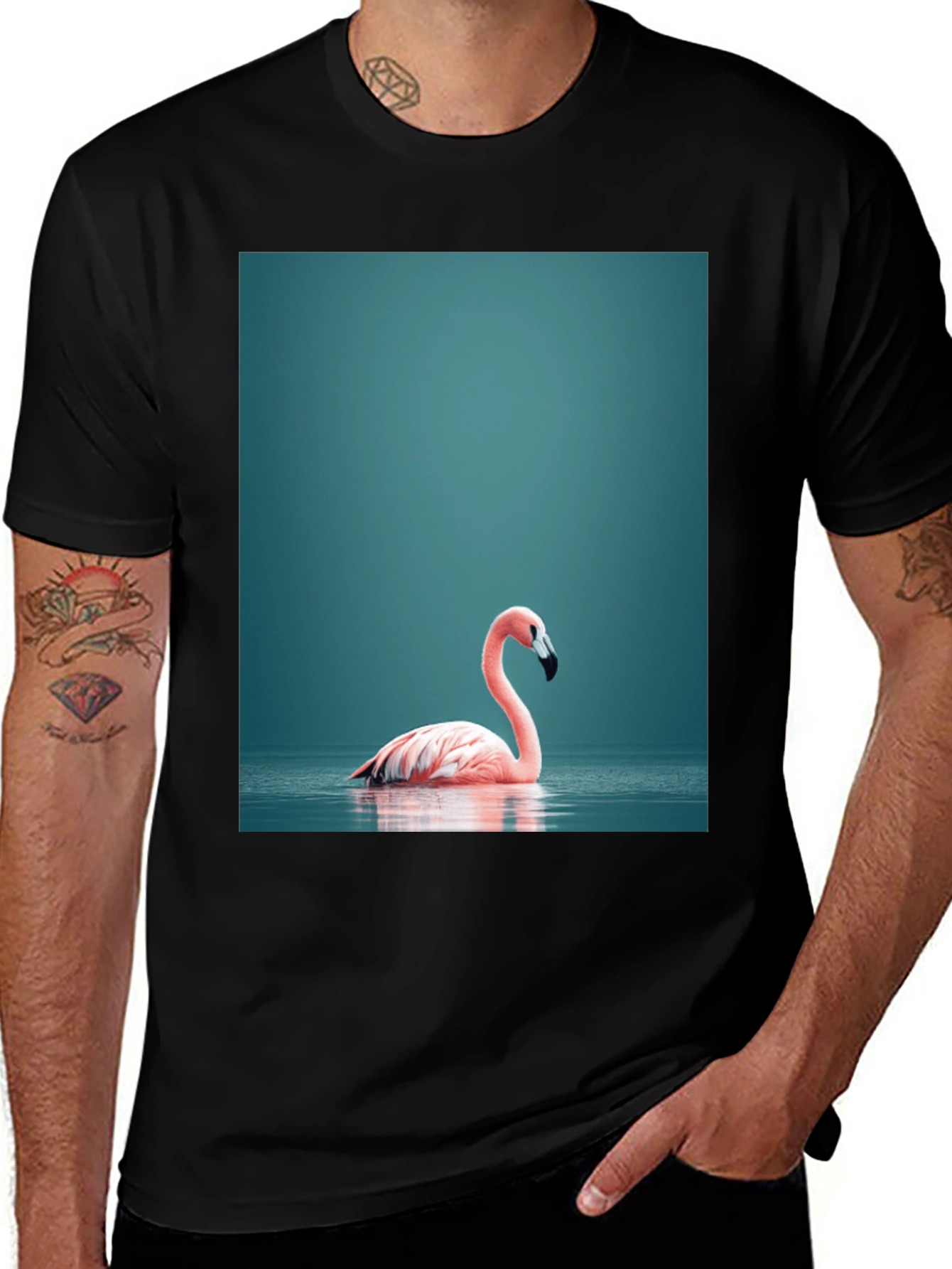 Variant 8 of Flamingo Graphic Tee - Stylish Black Cotton T-Shirt