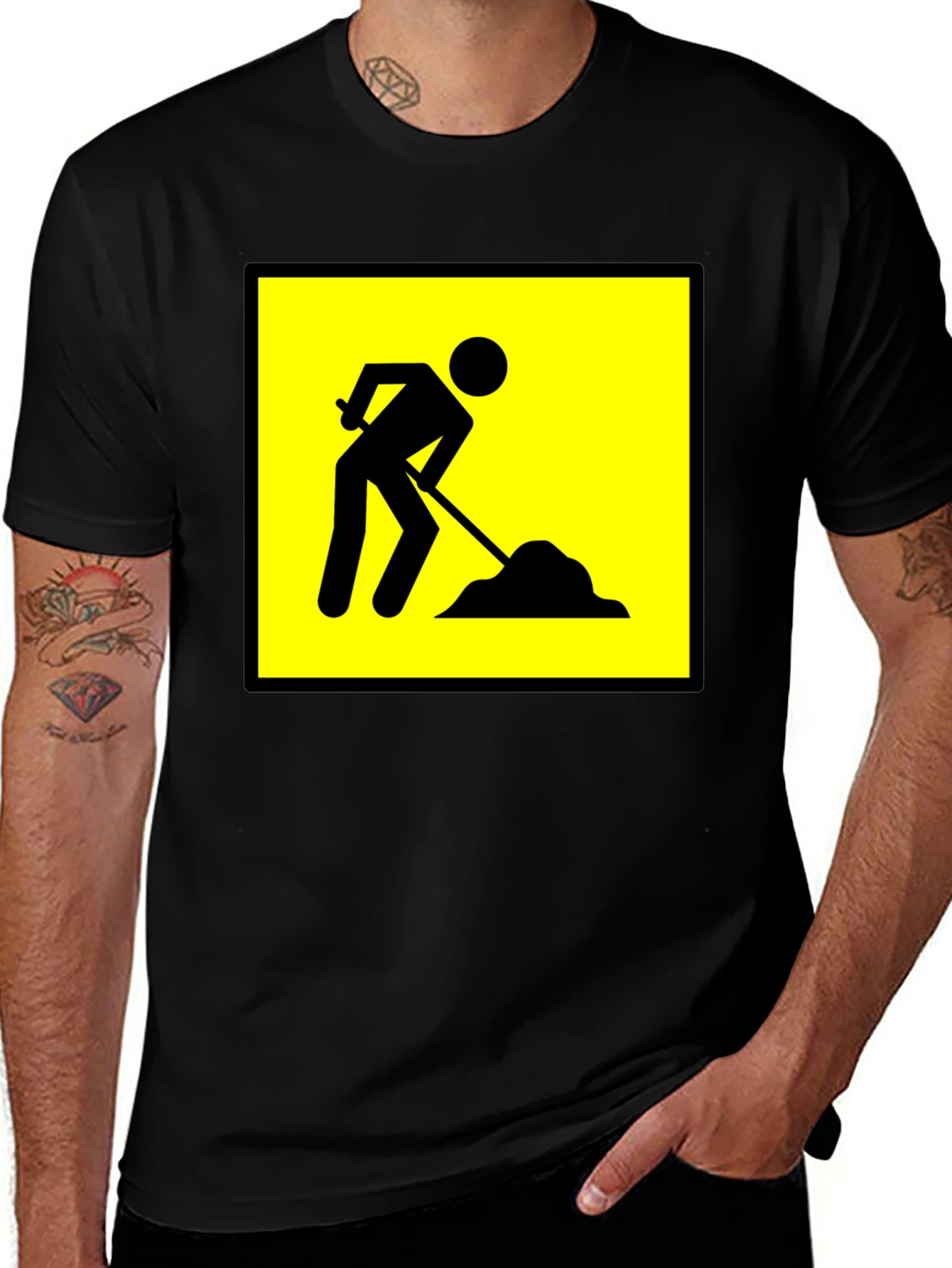 Variant 15 of Men's Black Construction Crew T-Shirt