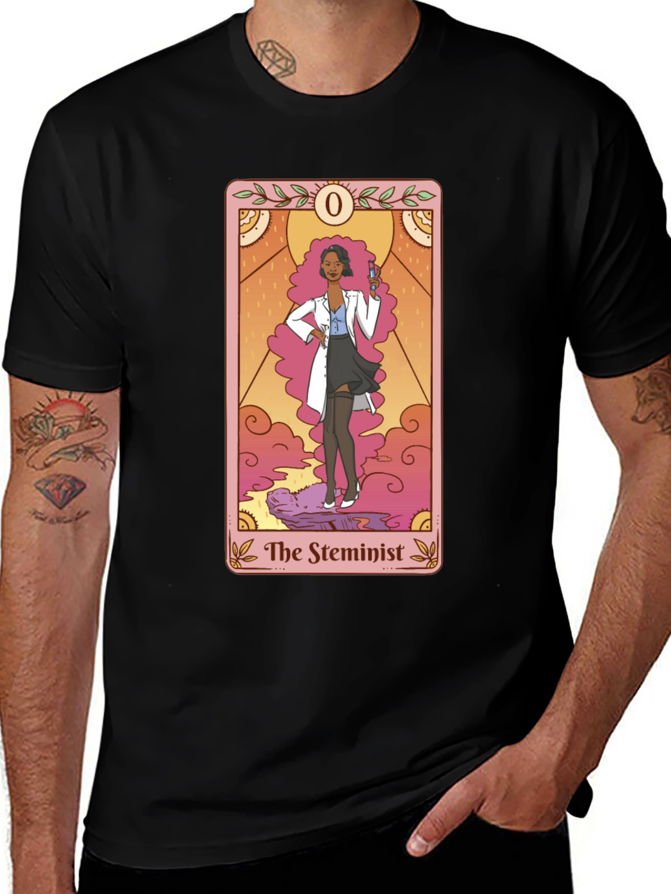 Black The Steminist Tarot Card T-Shirt - Black main image