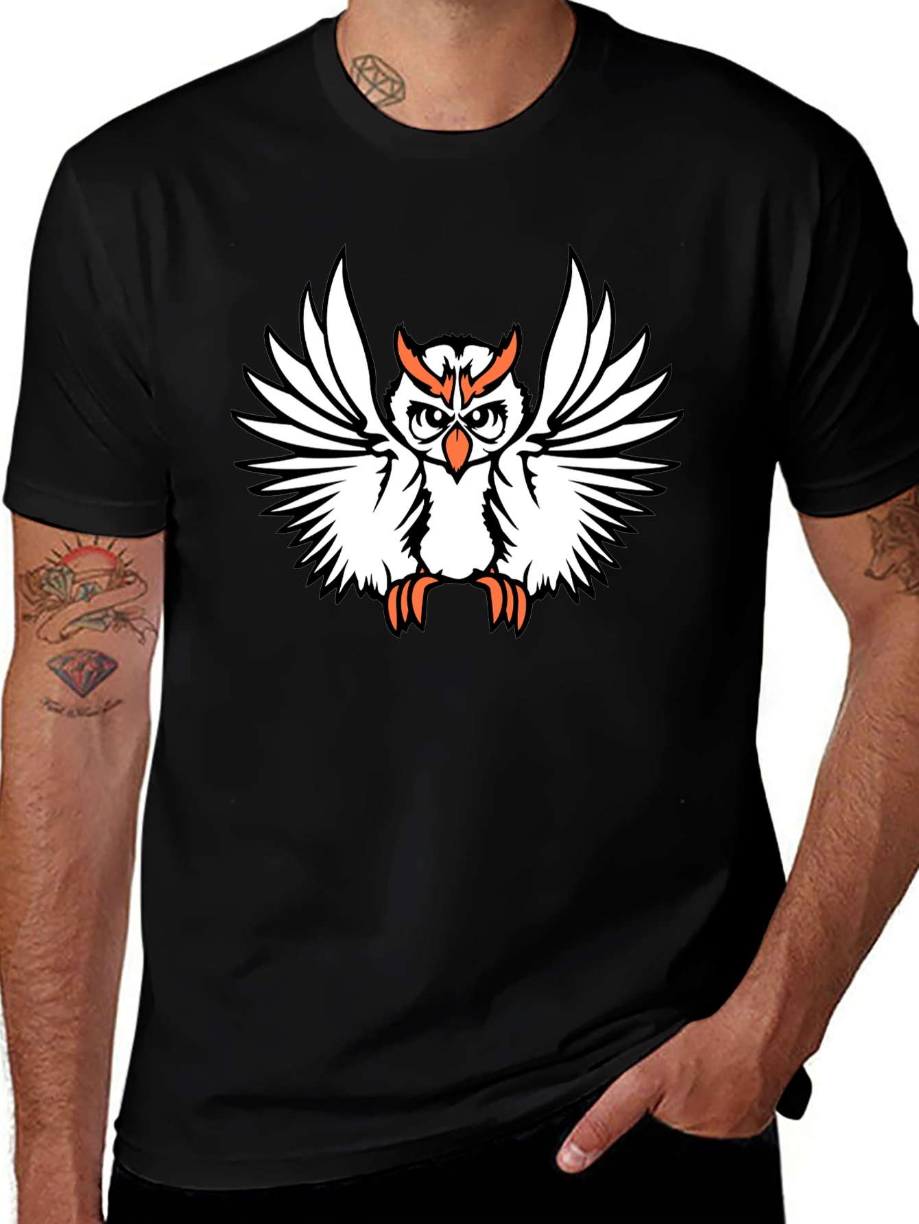 Variant 18 of Owl Graphic Print Black T-Shirt