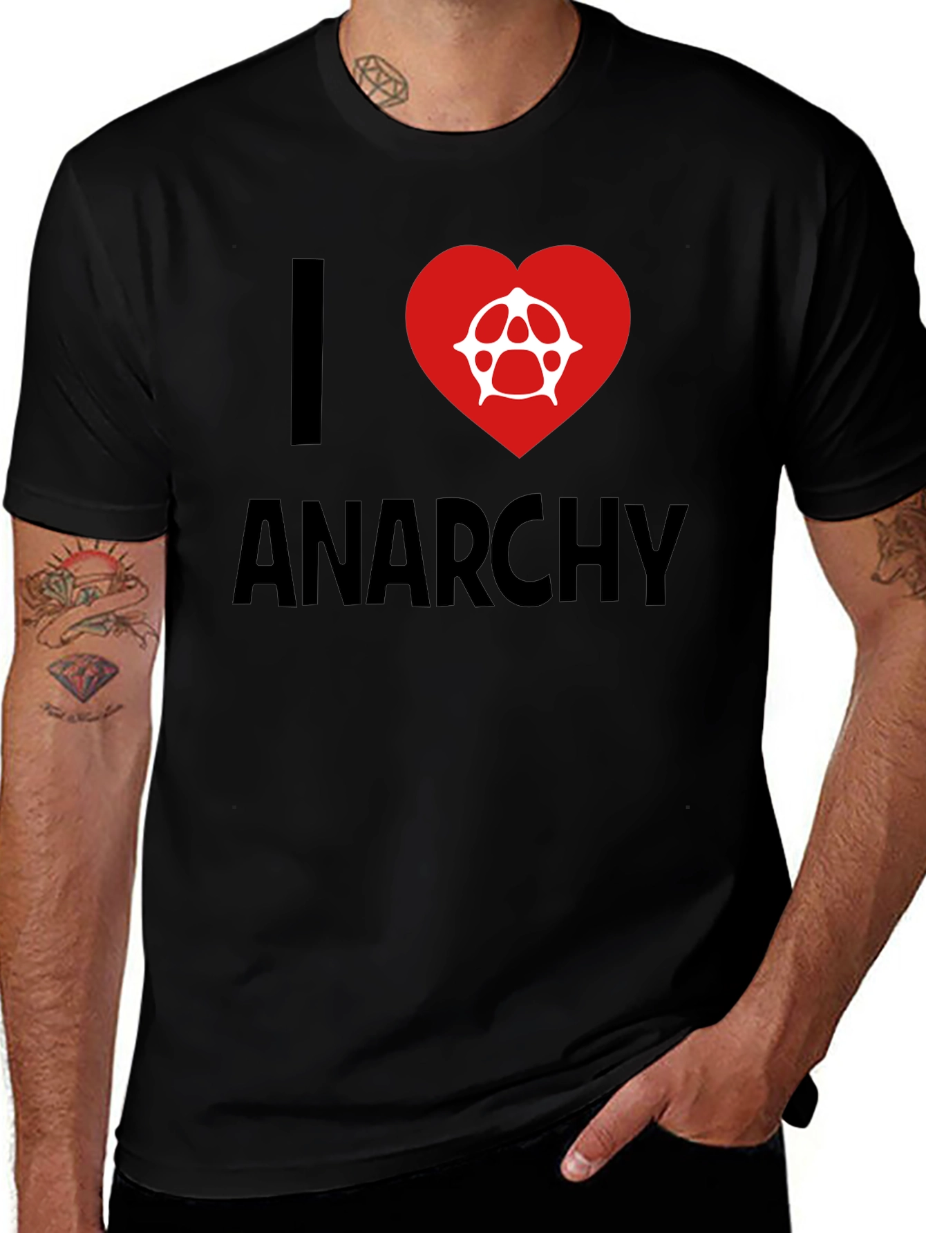 I Heart Anarchy Graphic Tee - Black Cotton T-Shirt