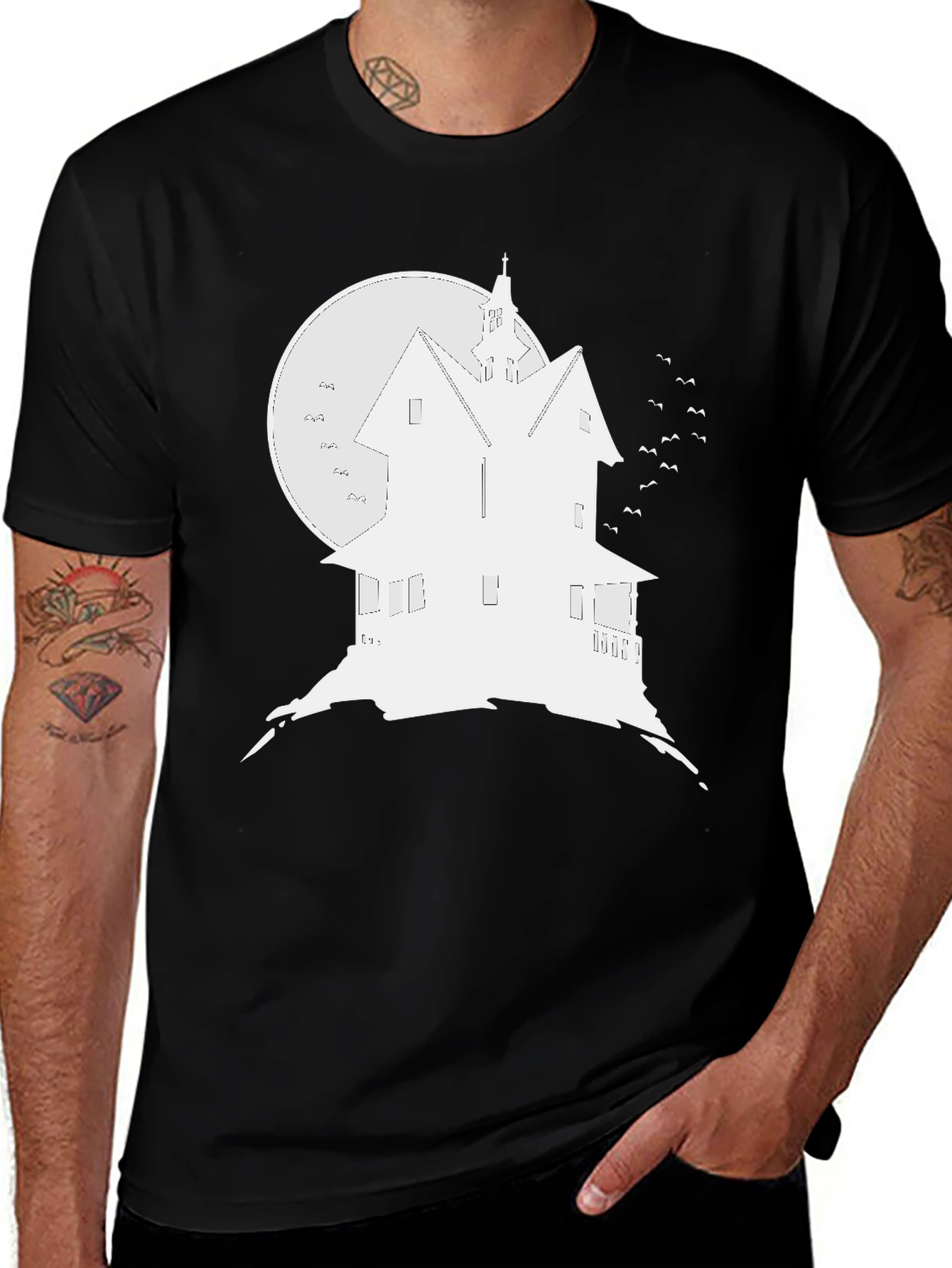 Variant 21 of Haunted House T-Shirt - Spooky Graphic Tee