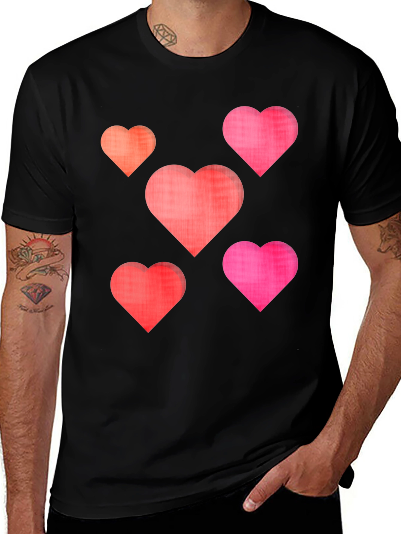 Heart Pattern Crew Neck T-Shirt