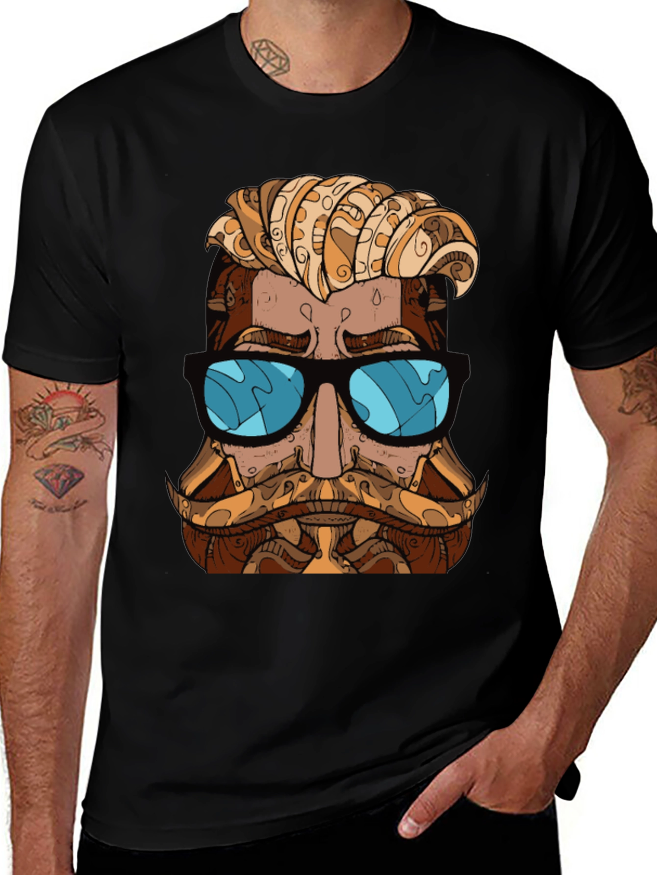 Variant 25 of Cool Hipster Graphic T-Shirt - Black