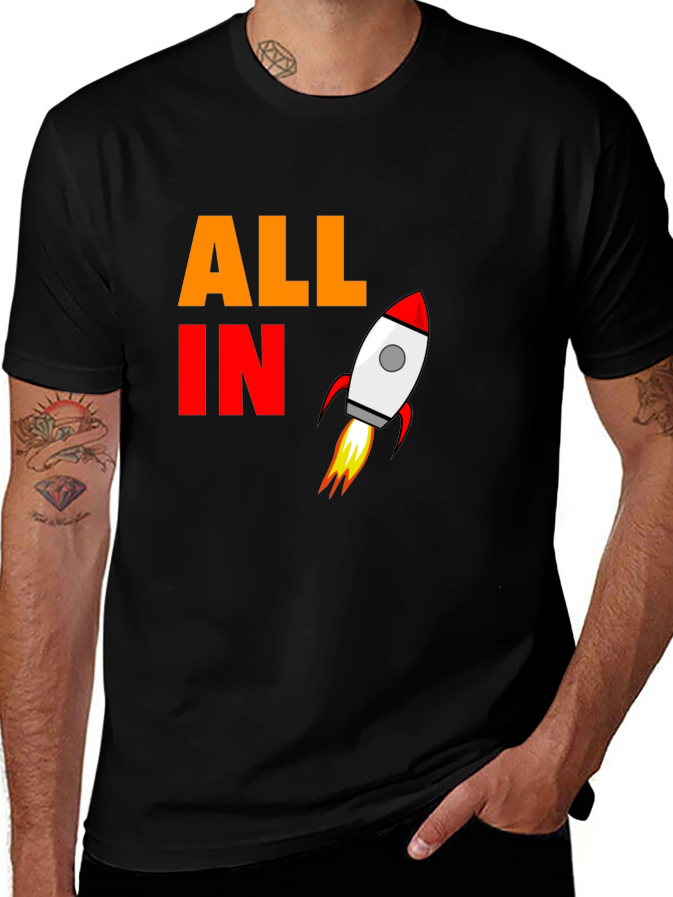 Variant 22 of All In Rocket Graphic Tee - Black Cotton T-Shirt