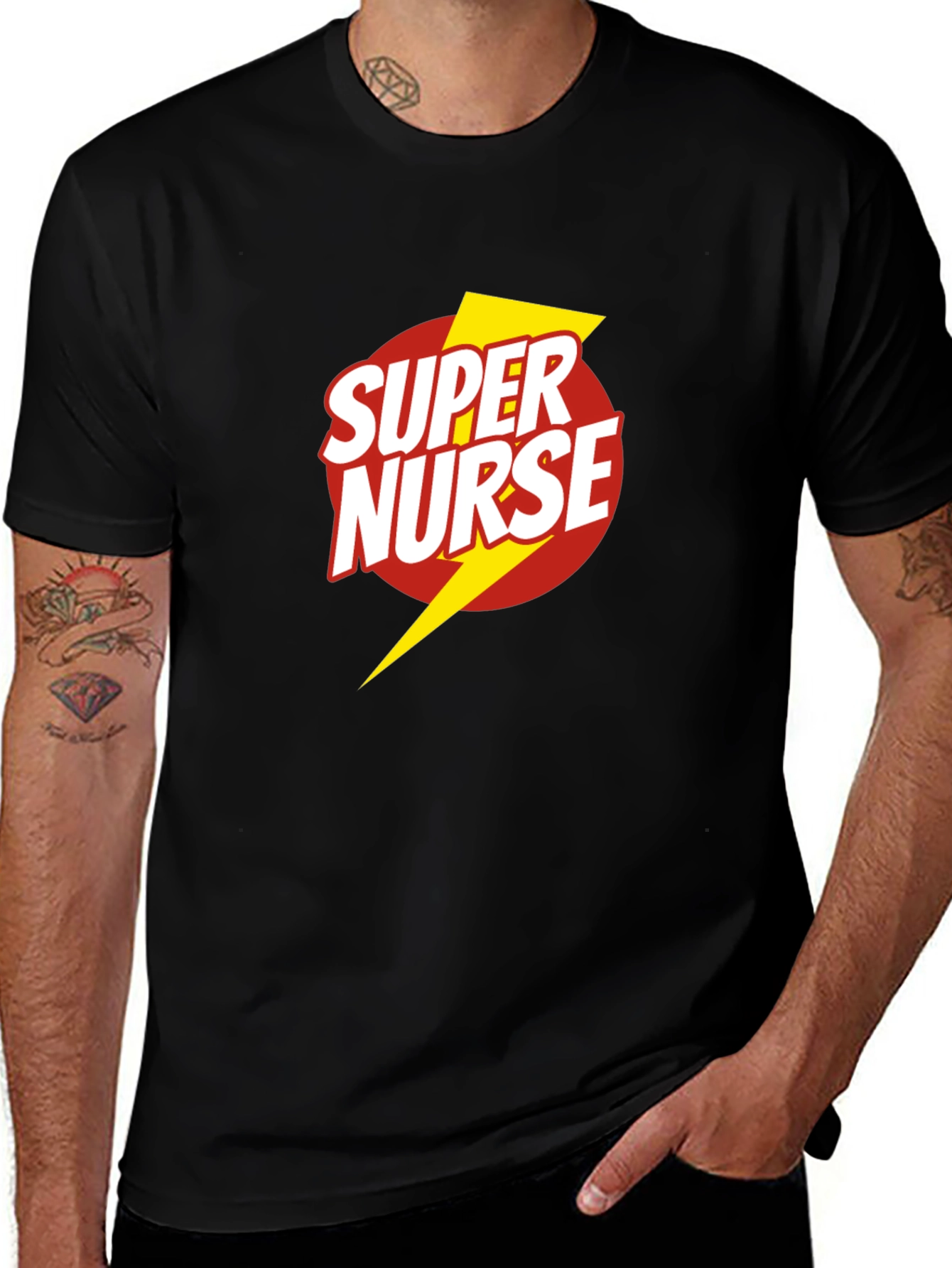 Variant 13 of Super Nurse Graphic T-Shirt - Black
