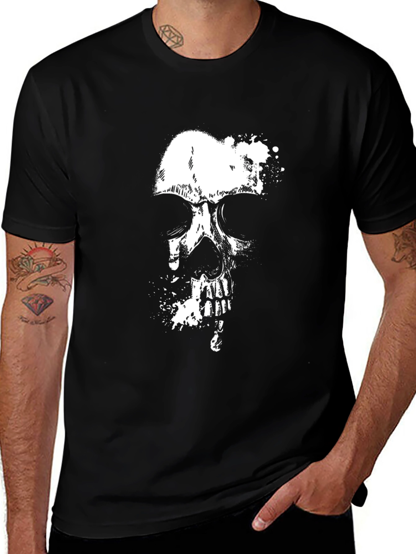 Variant 9 of Skull Graphic Print Crew Neck T-Shirt