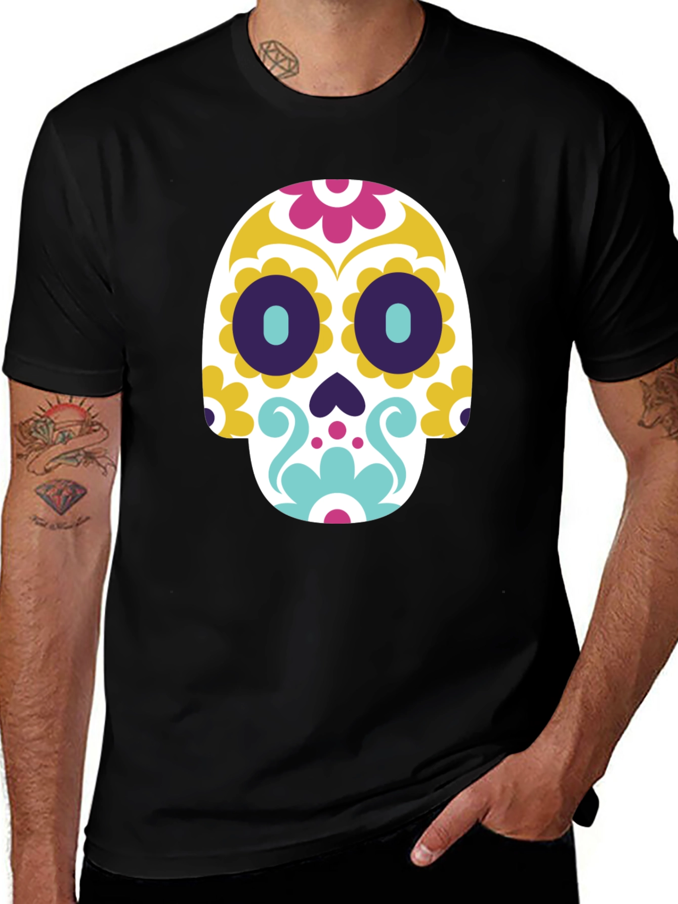 Variant 26 of Sugar Skull Graphic Tee - Dia de los Muertos Style