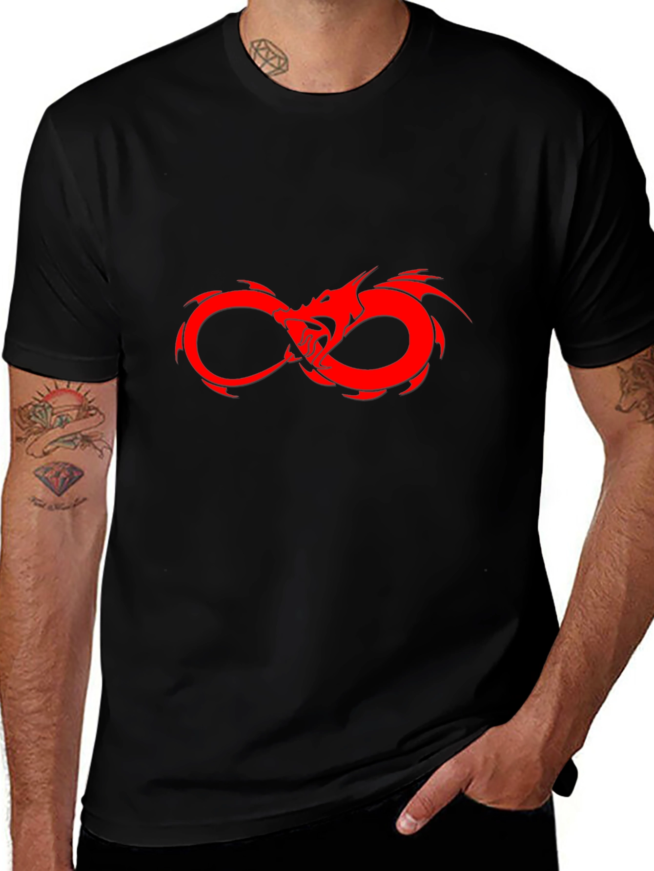 Variant 16 of Black T-Shirt with Dragon Infinity Symbol