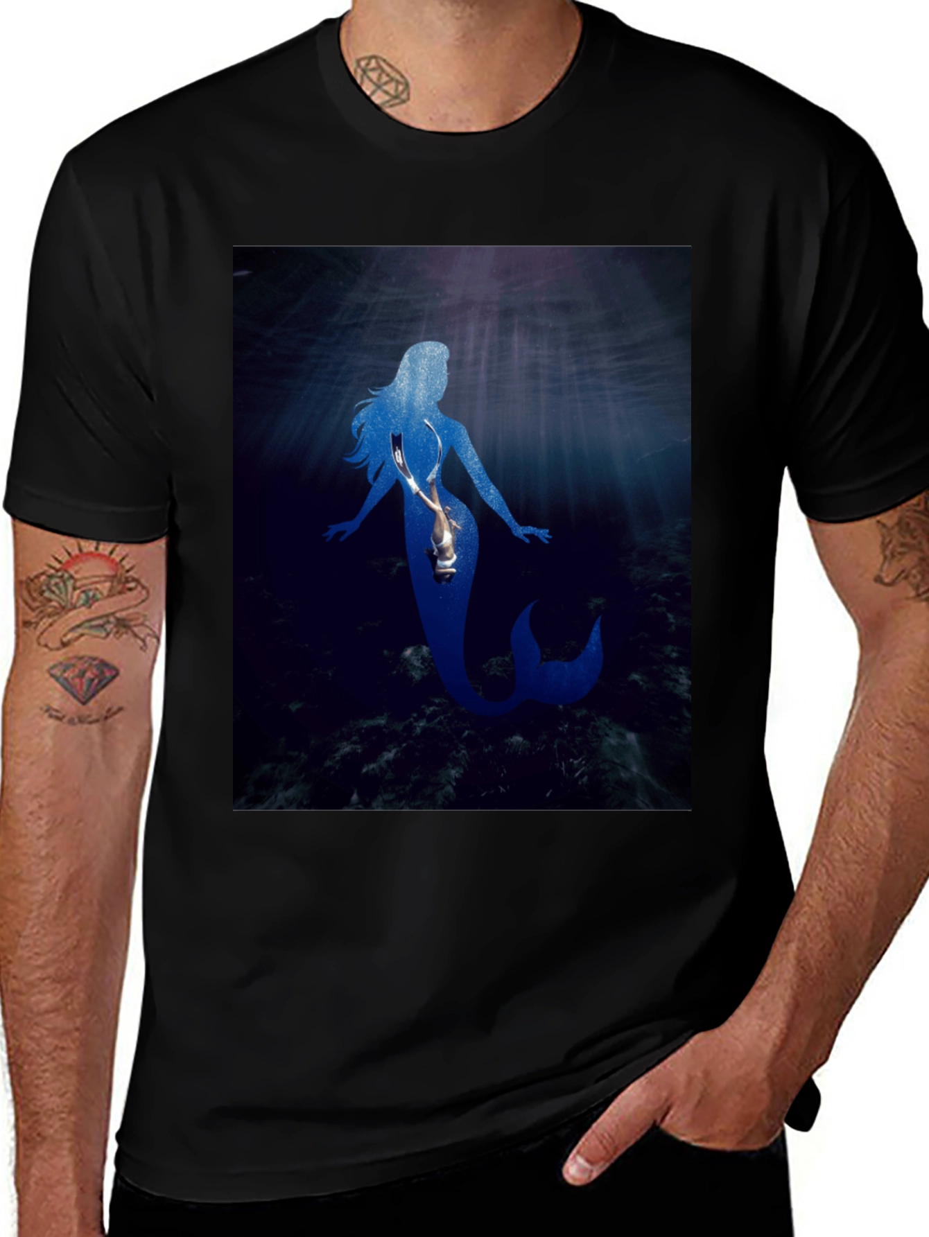 Variant 23 of Mermaid Silhouette Black T-Shirt