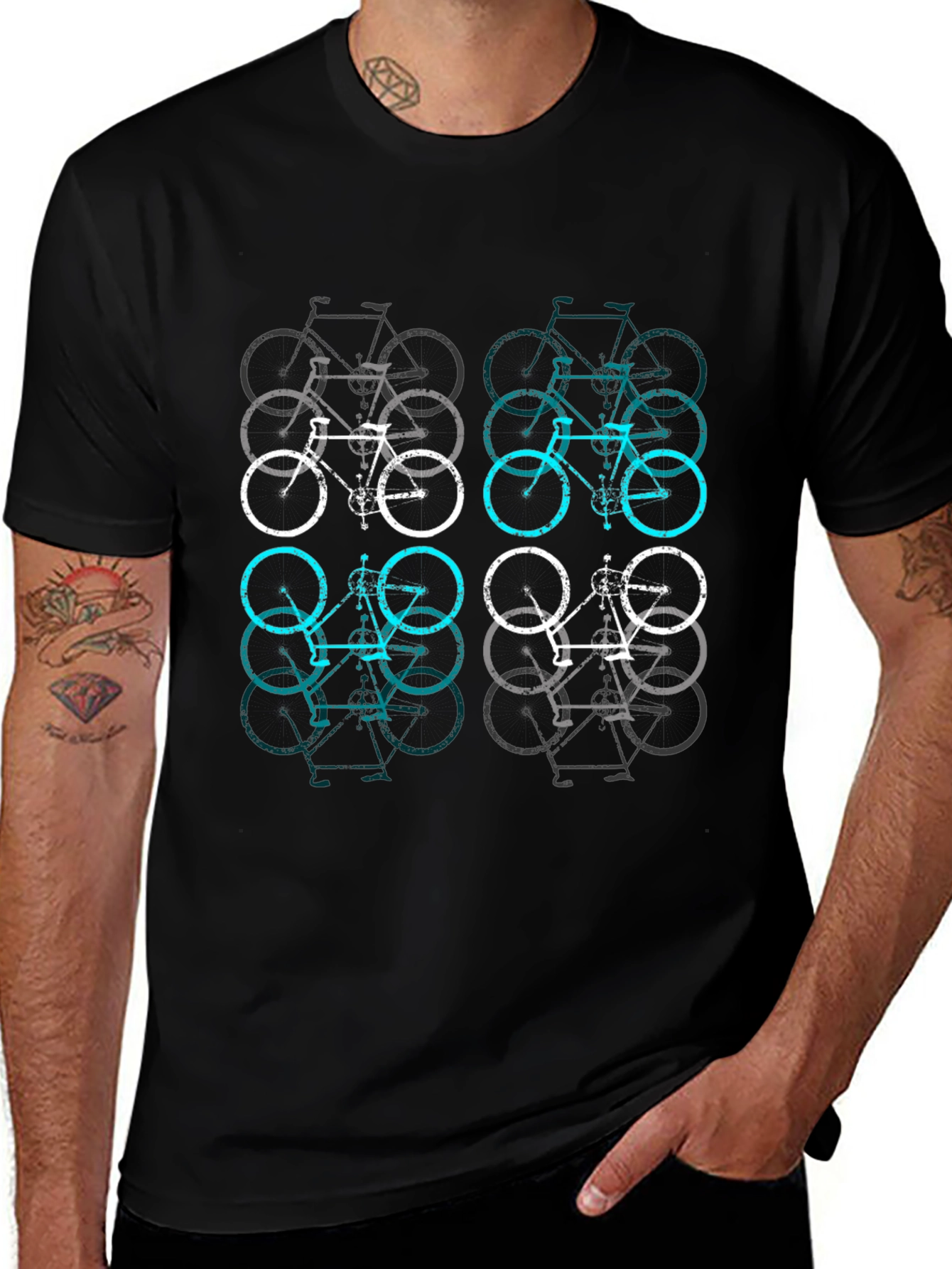 Variant 17 of Bicycle Print T-Shirt - Cool & Casual Style