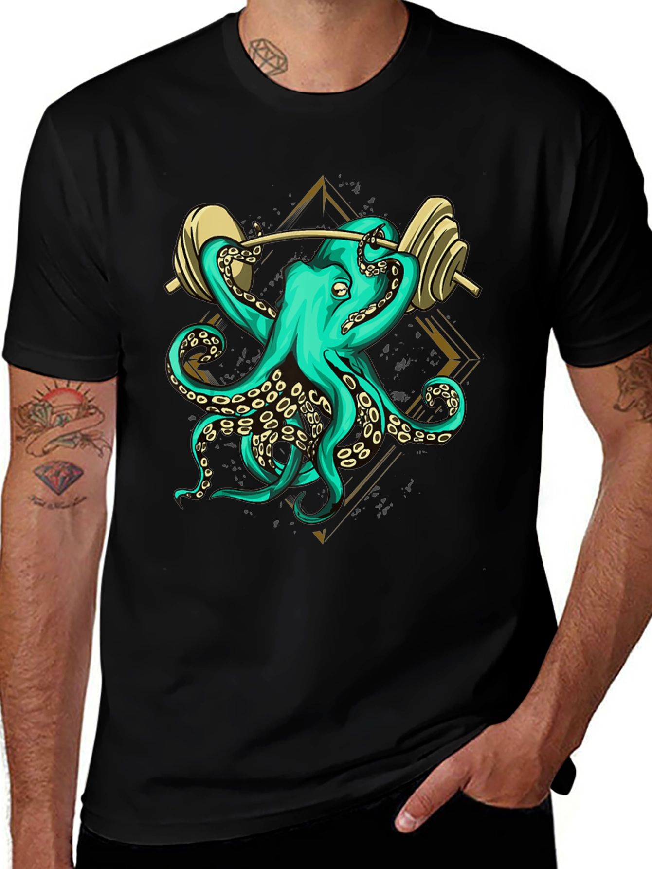 Octopus Lifting Weights Graphic Tee