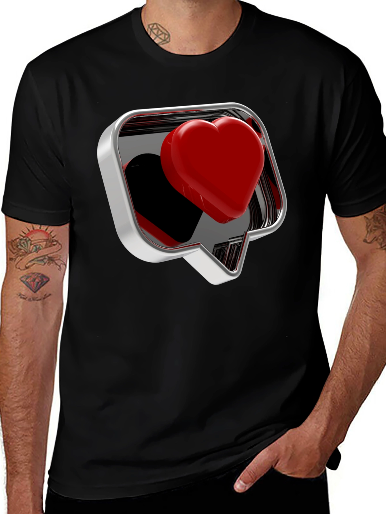 Variant 9 of Heart Like Graphic Tee - Stylish Black T-Shirt for Men