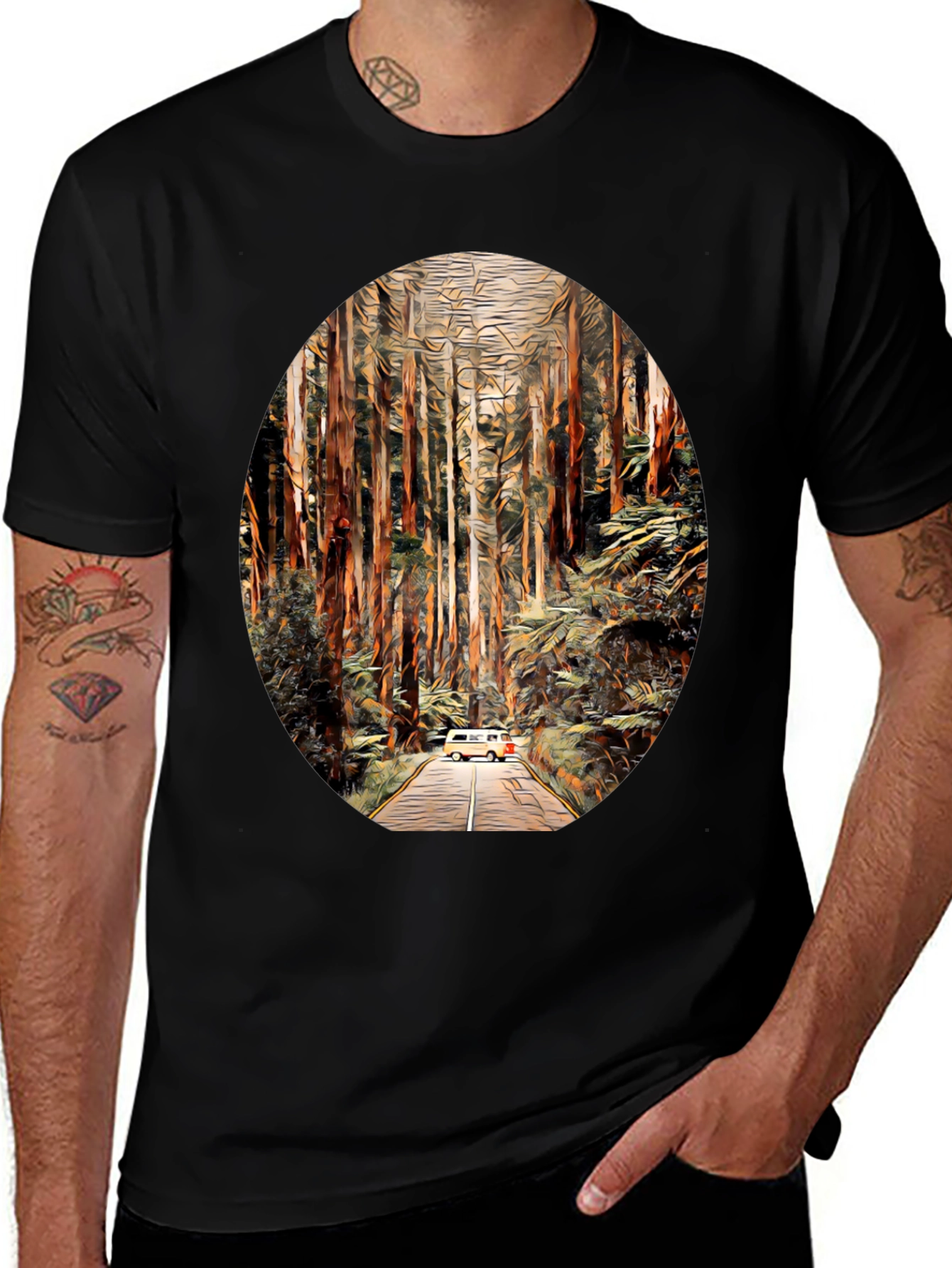 Variant 7 of Van Life Forest T-Shirt - Adventure Awaits!