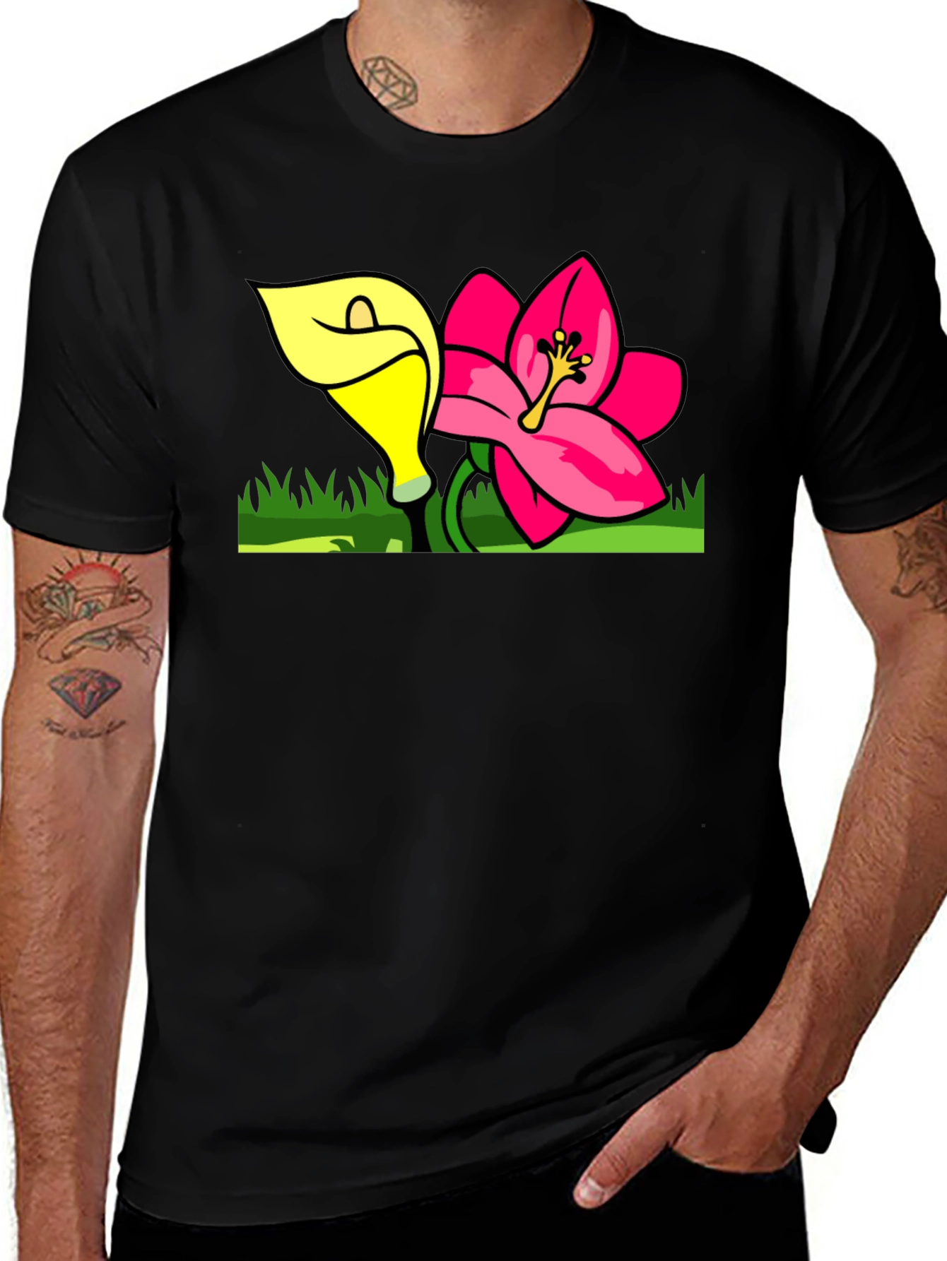 Variant 13 of Floral Graphic Black T-Shirt