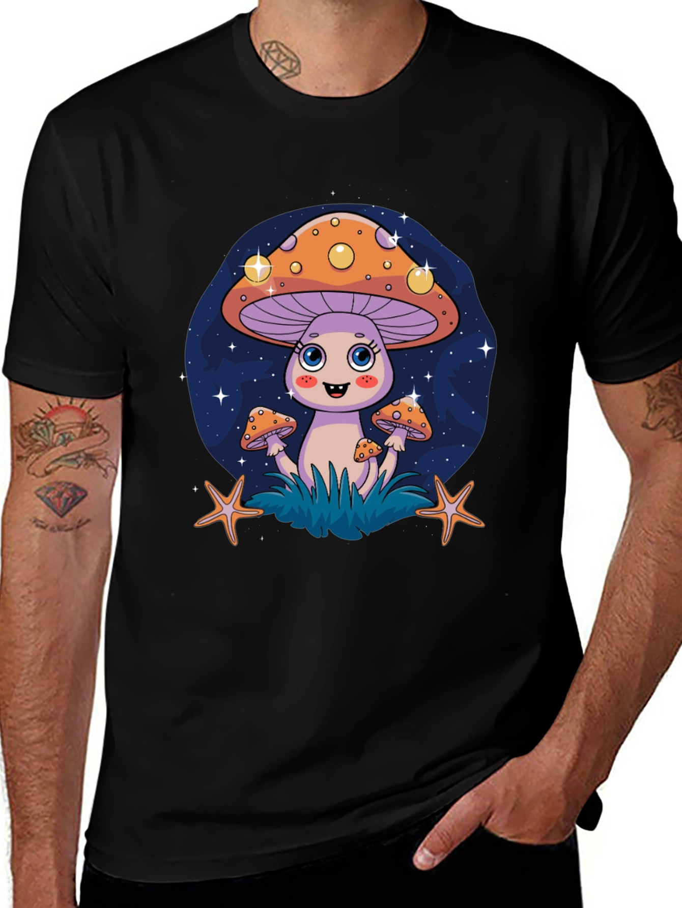 Variant 11 of Funky Mushroom Graphic Tee - Quirky Cartoon Design