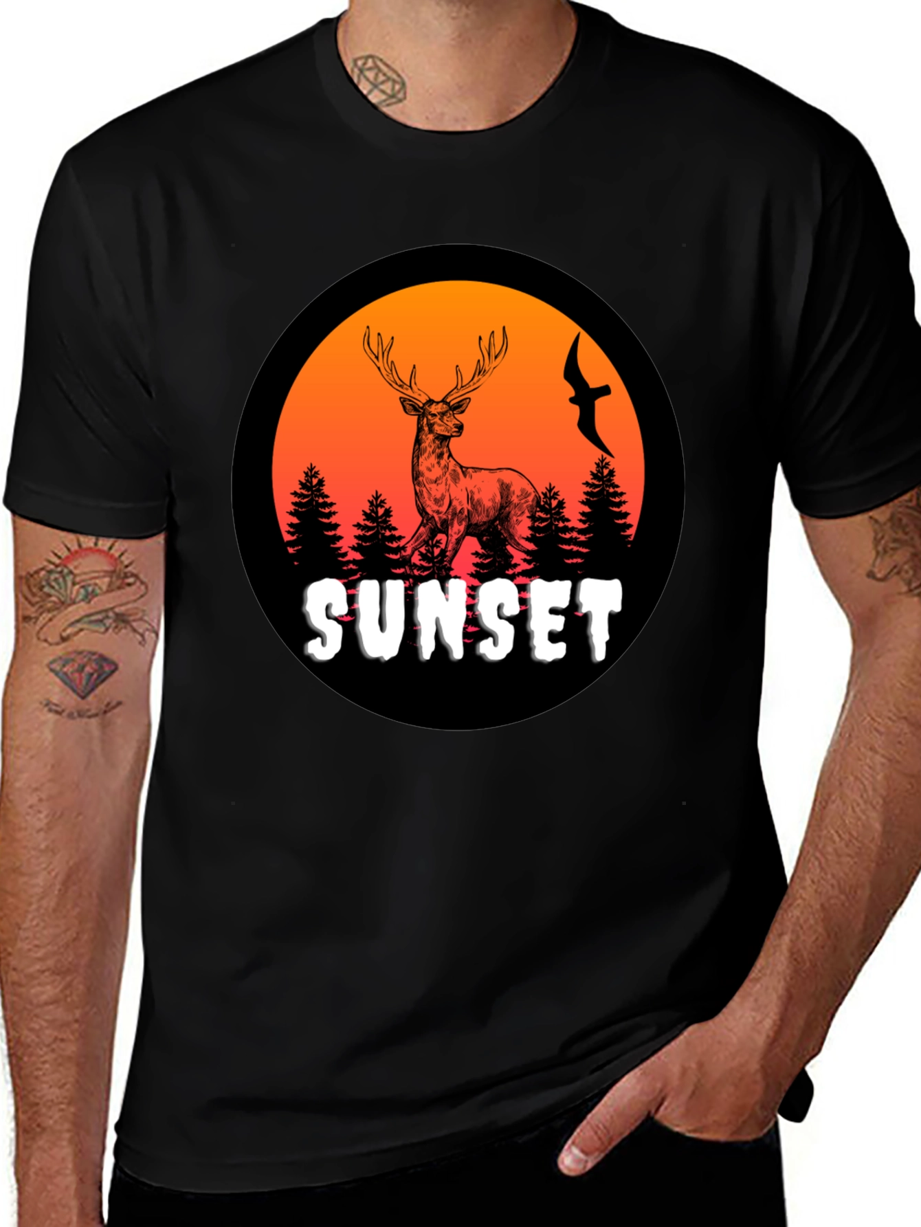Variant 6 of Sunset Deer Graphic T-Shirt