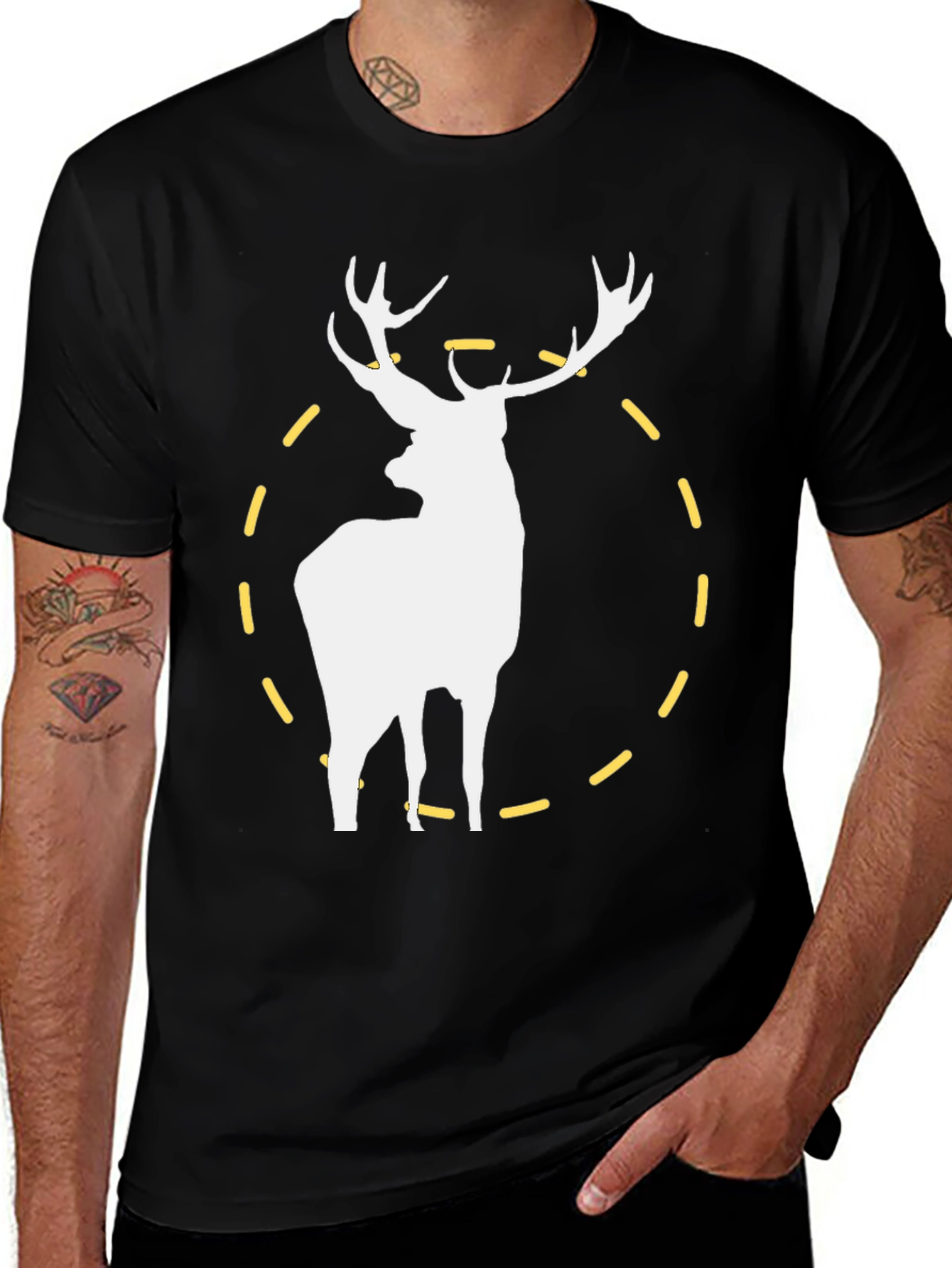 Variant 16 of Deer Graphic Tee - Men's Black T-Shirt