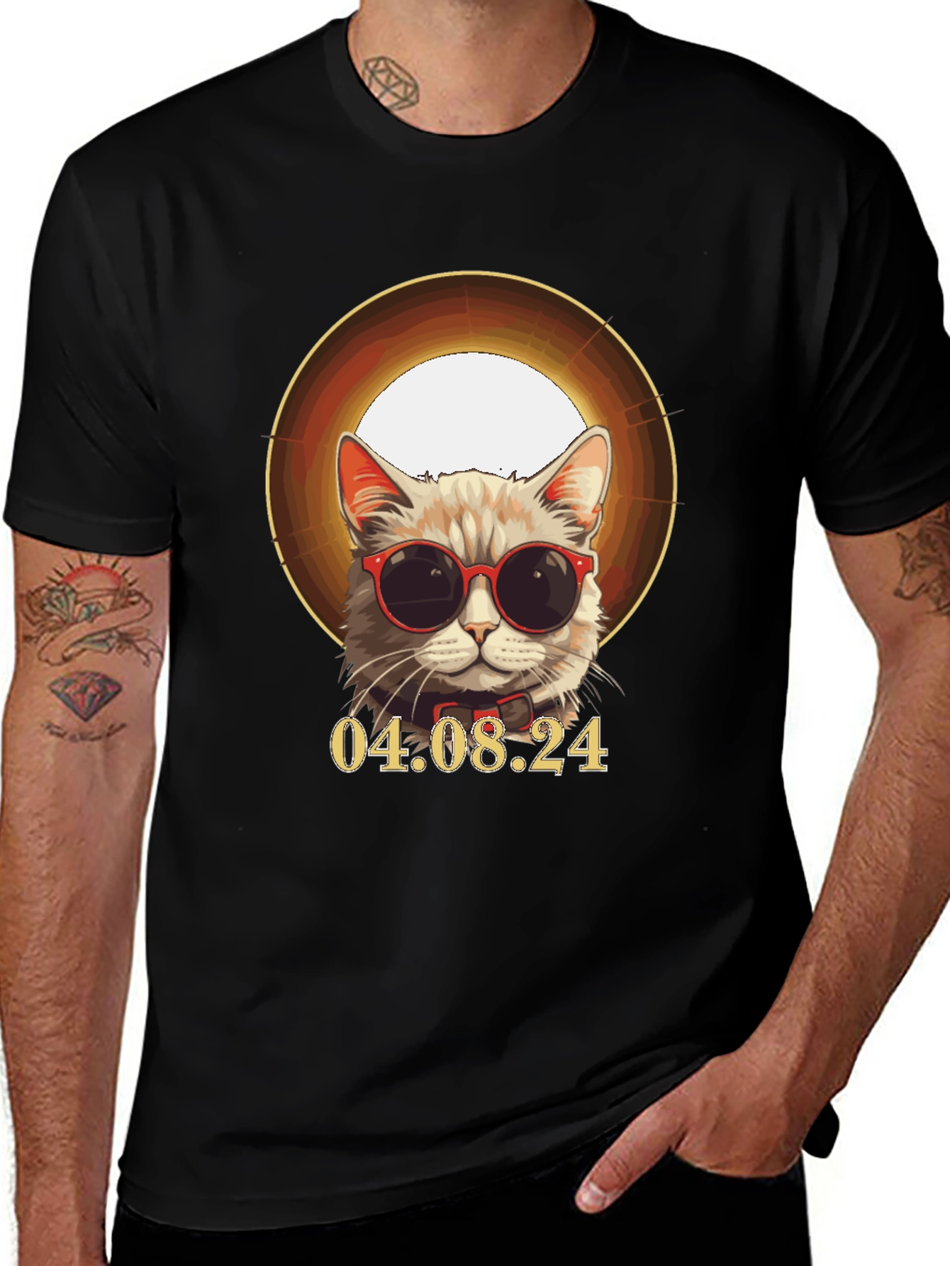 Variant 16 of Cool Cat Eclipse 2024 T-Shirt