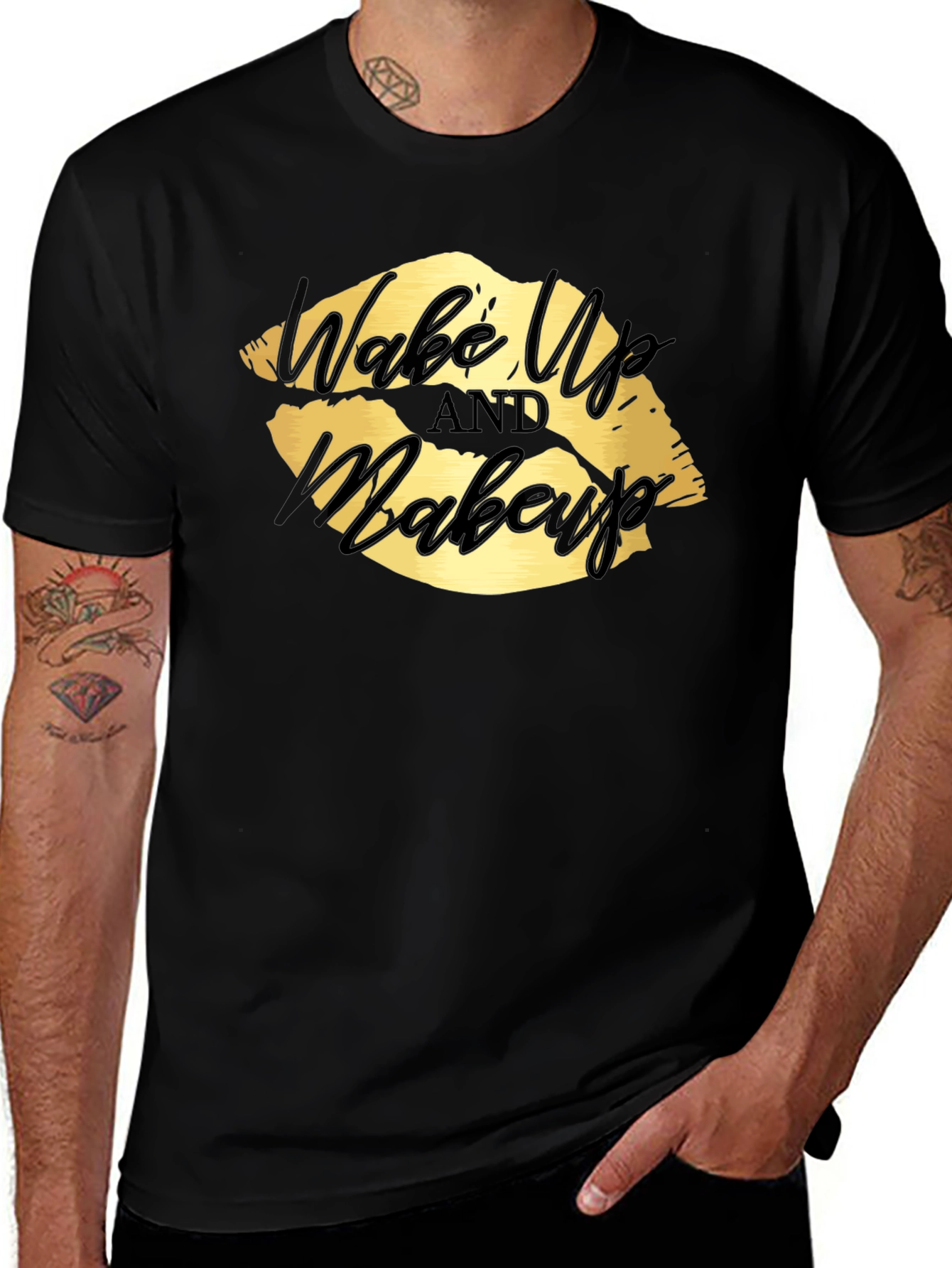 Variant 2 of Wake Up and Makeup Lips Graphic T-Shirt