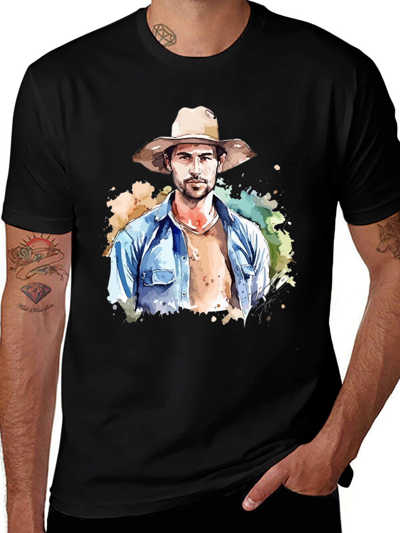 Variant 13 of Watercolor Cowboy Graphic Tee