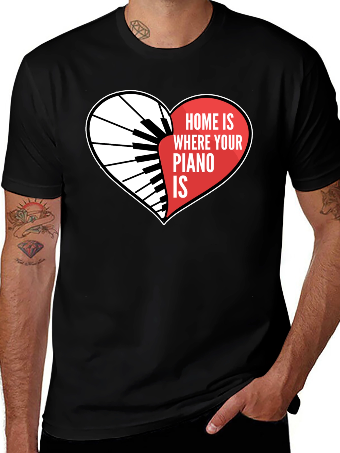 Variant 10 of Piano Heart T-Shirt: Home is Where Your Piano Is!