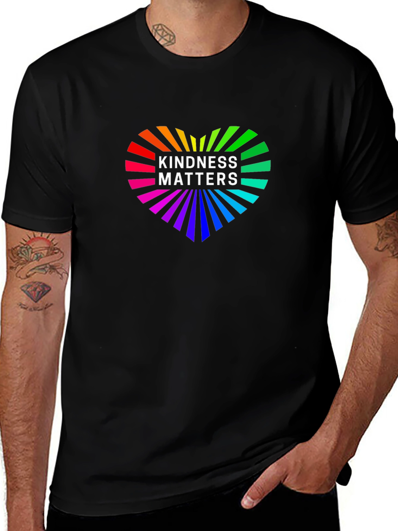 Variant 7 of Kindness Matters Rainbow Heart Graphic Tee