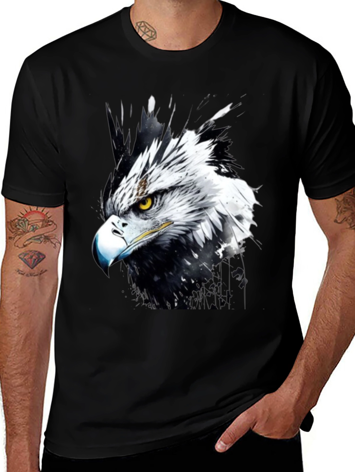Variant 15 of Eagle Art Print Black T-Shirt