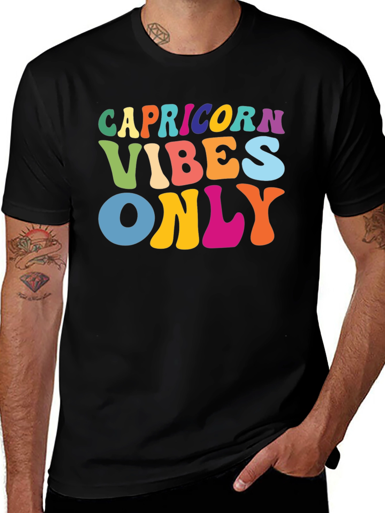 Capricorn Vibes Only T-Shirt - Colorful Zodiac Tee