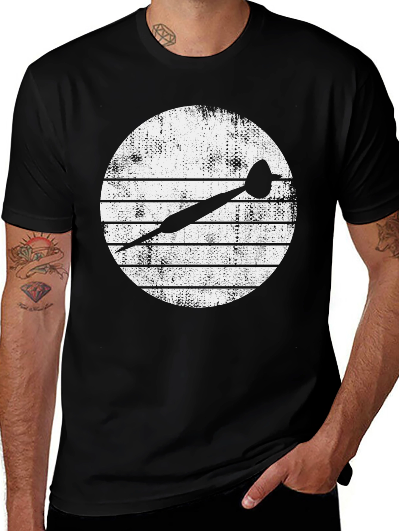 Variant 7 of Dartboard T-Shirt Vintage Style Black Cotton
