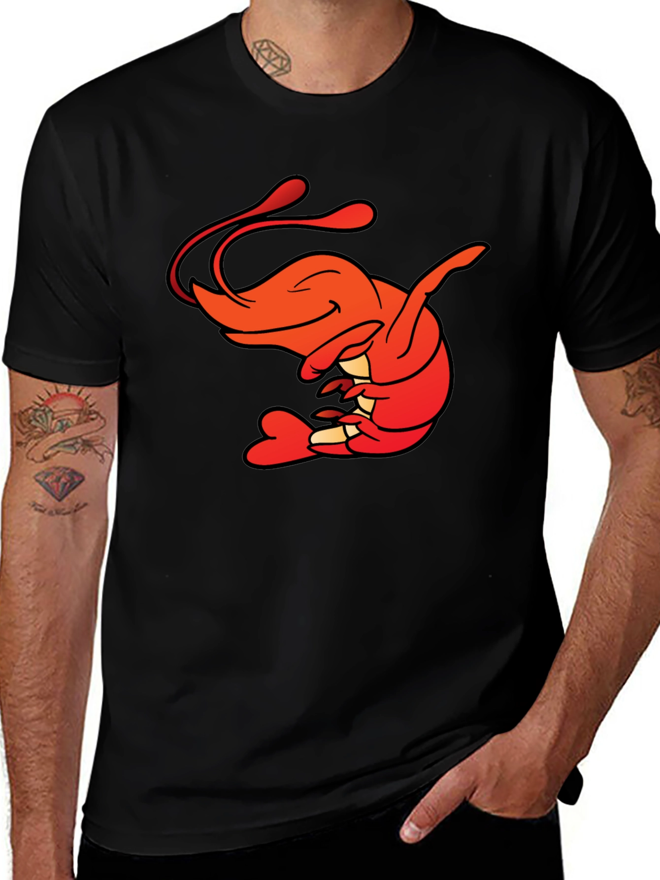 Variant 26 of Shrimp Cartoon Graphic Tee - Funny Seafood Shirt