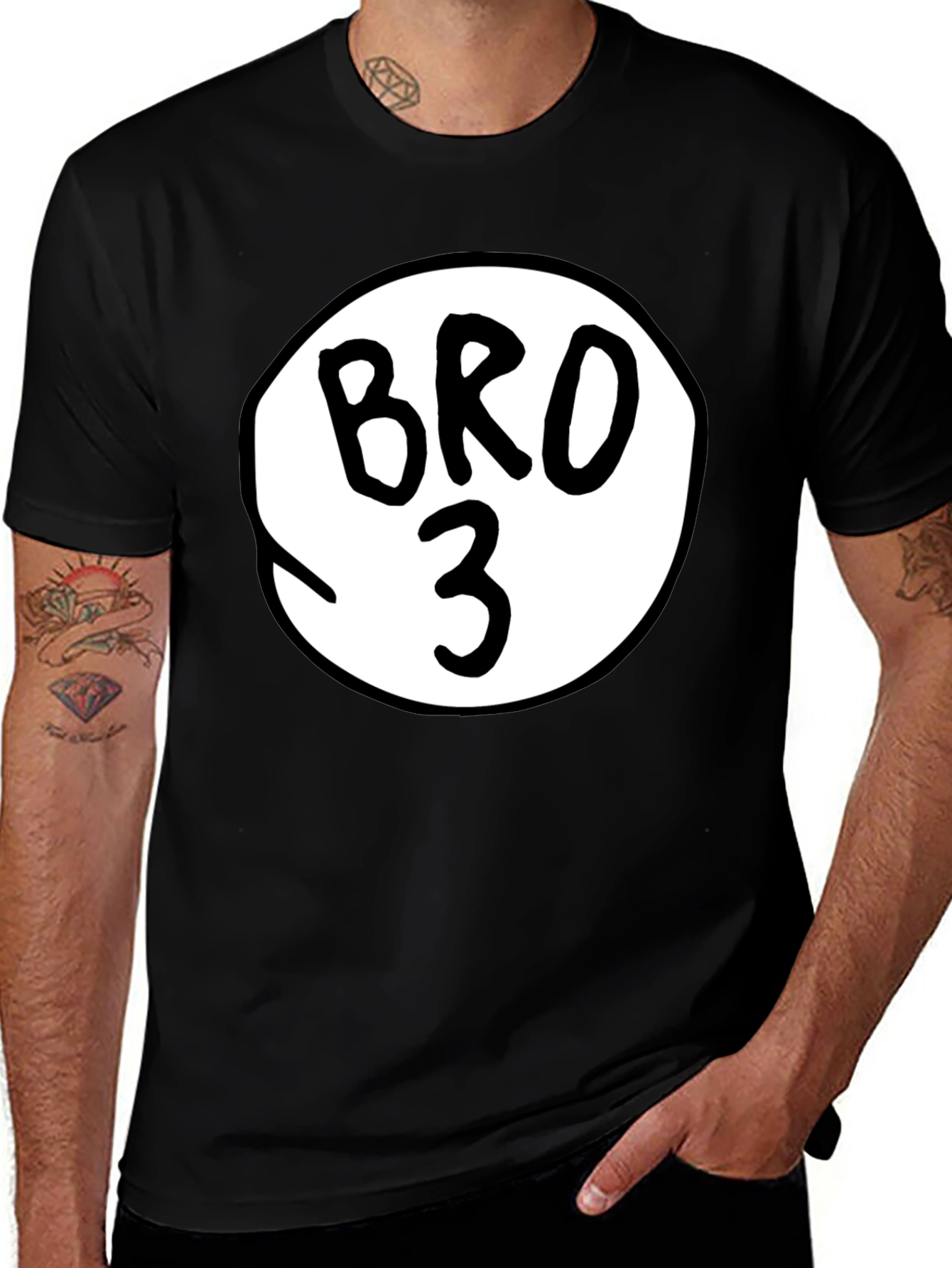 Variant 17 of Men's "Bro 3" Graphic T-Shirt - Black Cotton Tee