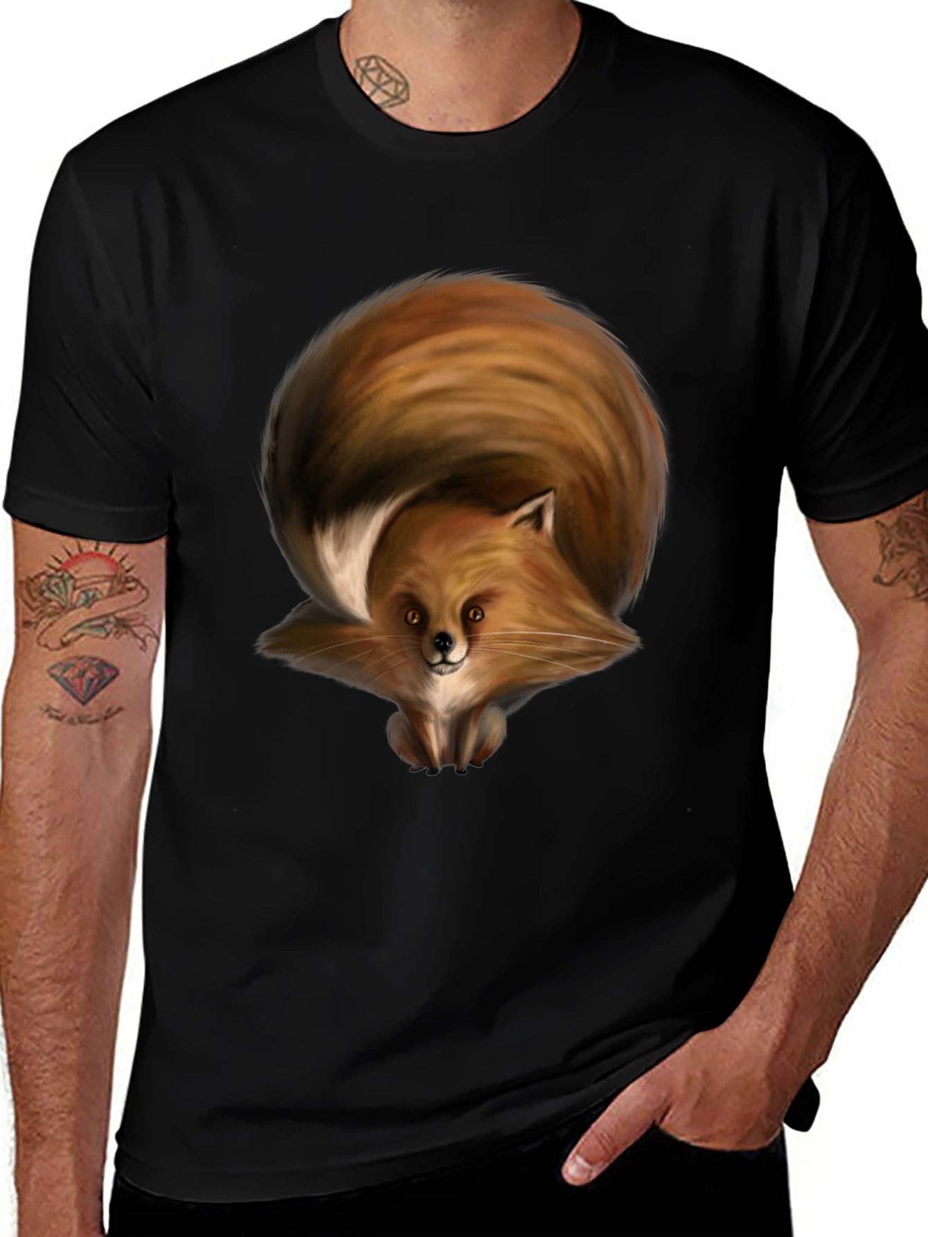 Black Fox Graphic Black T-Shirt for Men main image