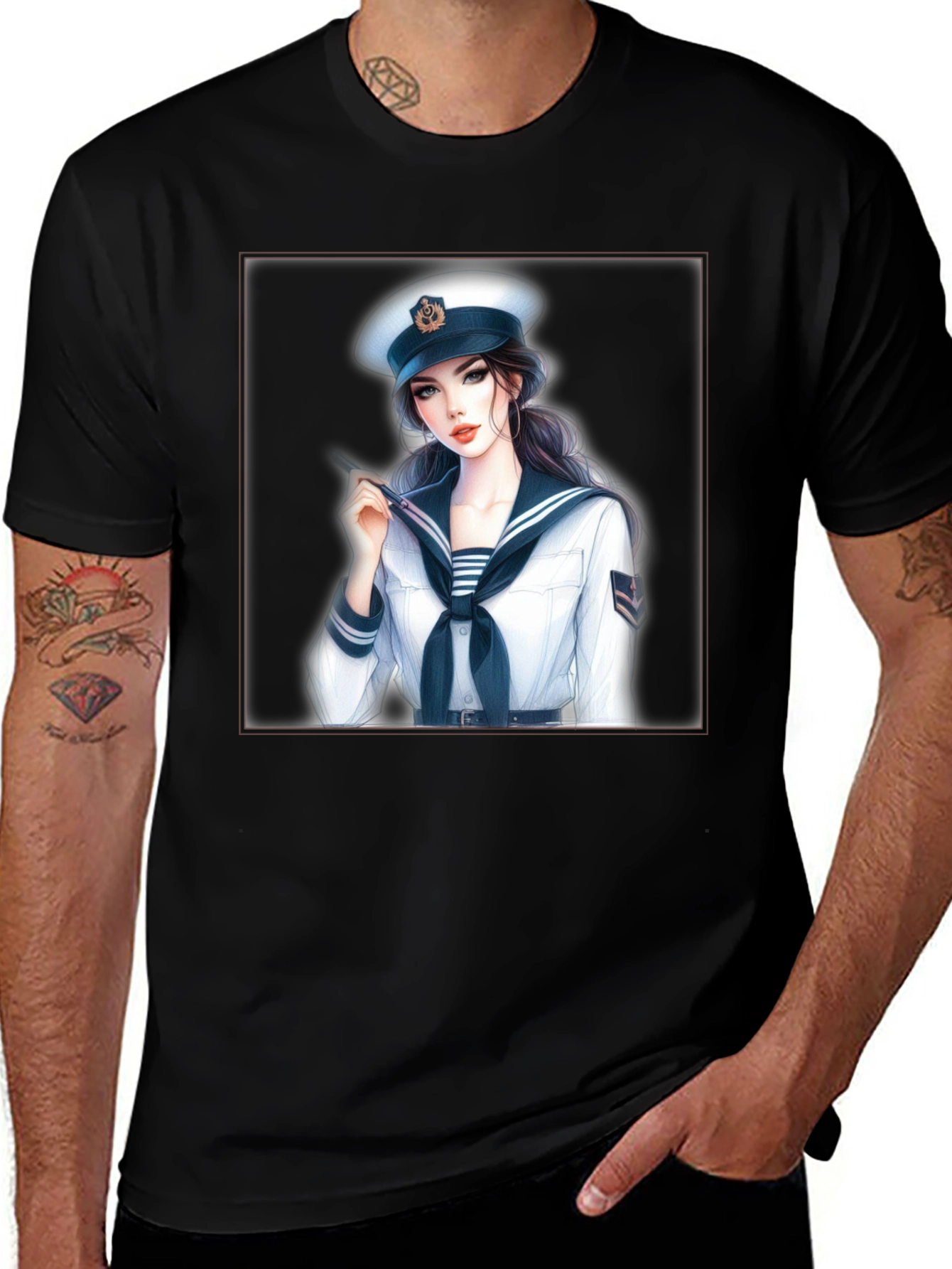 Variant 22 of Sailor Girl Graphic T-Shirt - Black