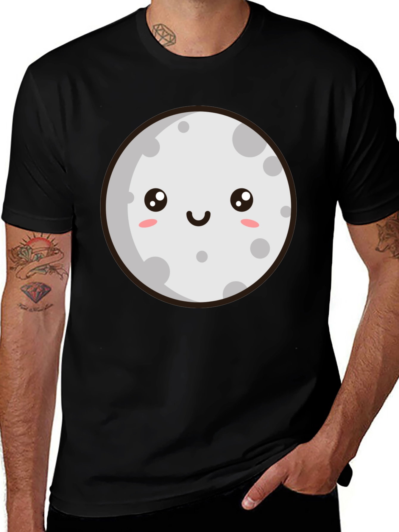 Variant 14 of Cute Moon Graphic Tee - Black Unisex T-Shirt