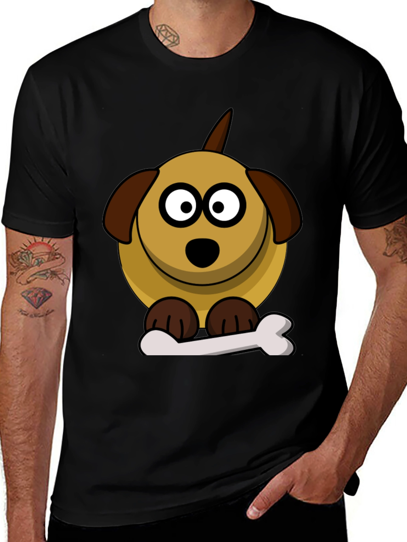 Variant 14 of Cartoon Dog Bone Black T-Shirt