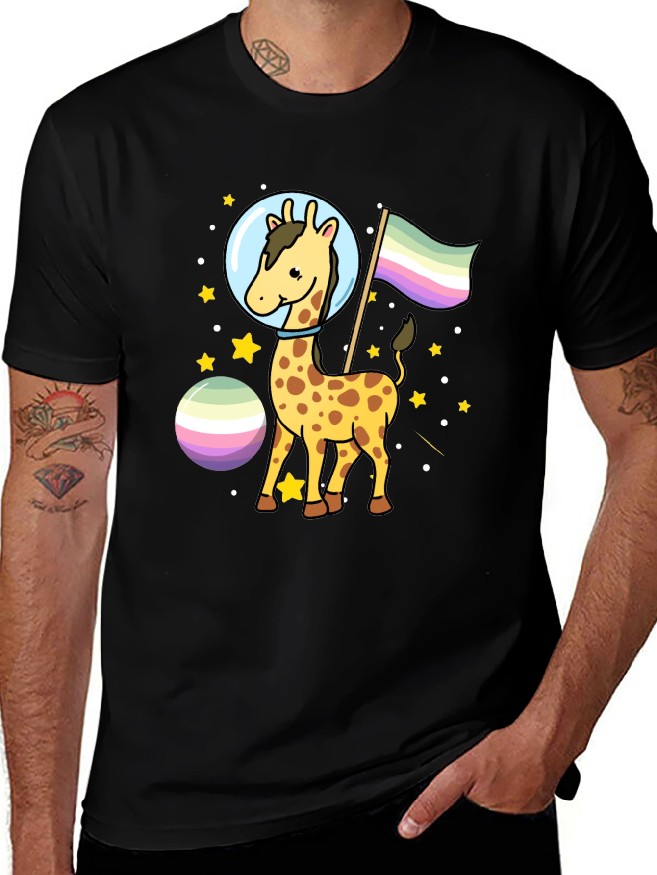 Variant 26 of Giraffe Astronaut LGBTQ+ Pride T-Shirt