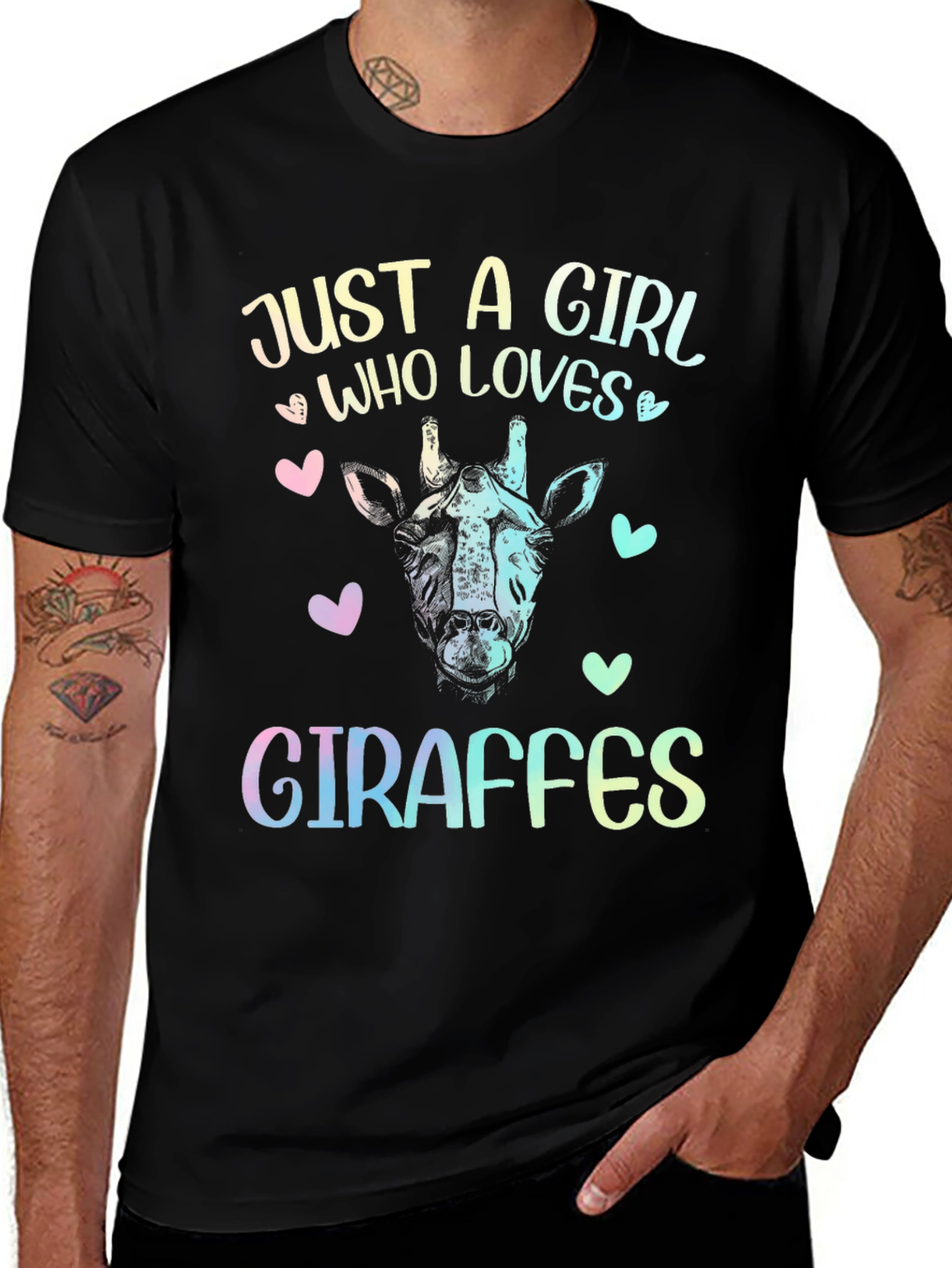 Giraffe Lover Black T-Shirt for Women
