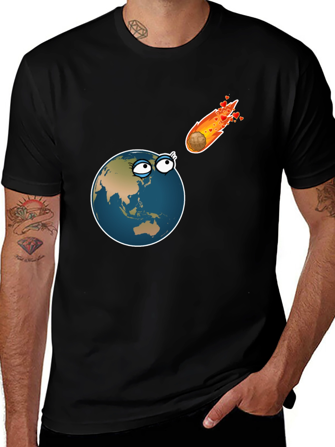 Black Earth Meets Comet Love Funny T-Shirt main image