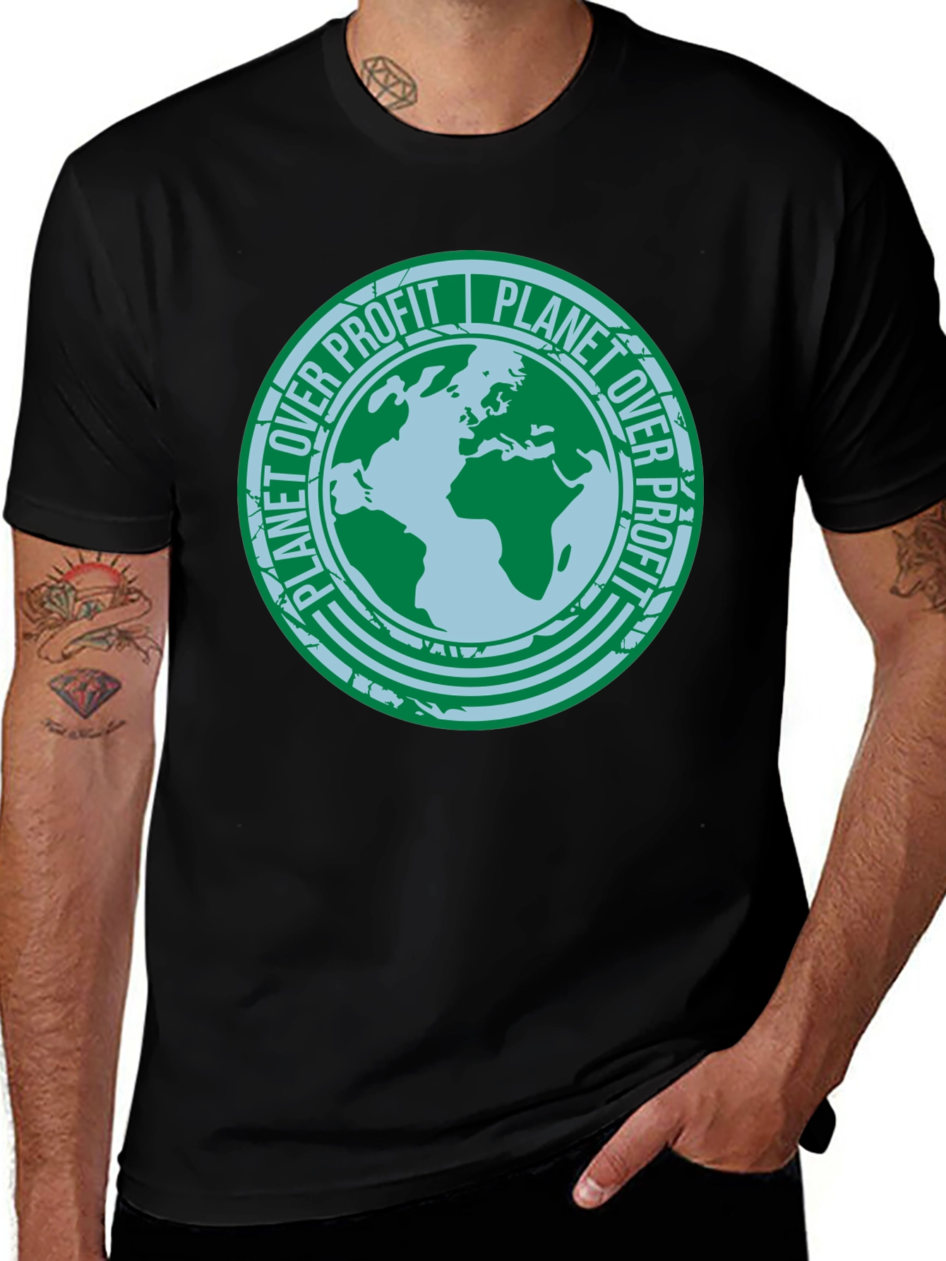 Variant 24 of Planet Over Profit T-Shirt - Eco-Friendly Earth Design