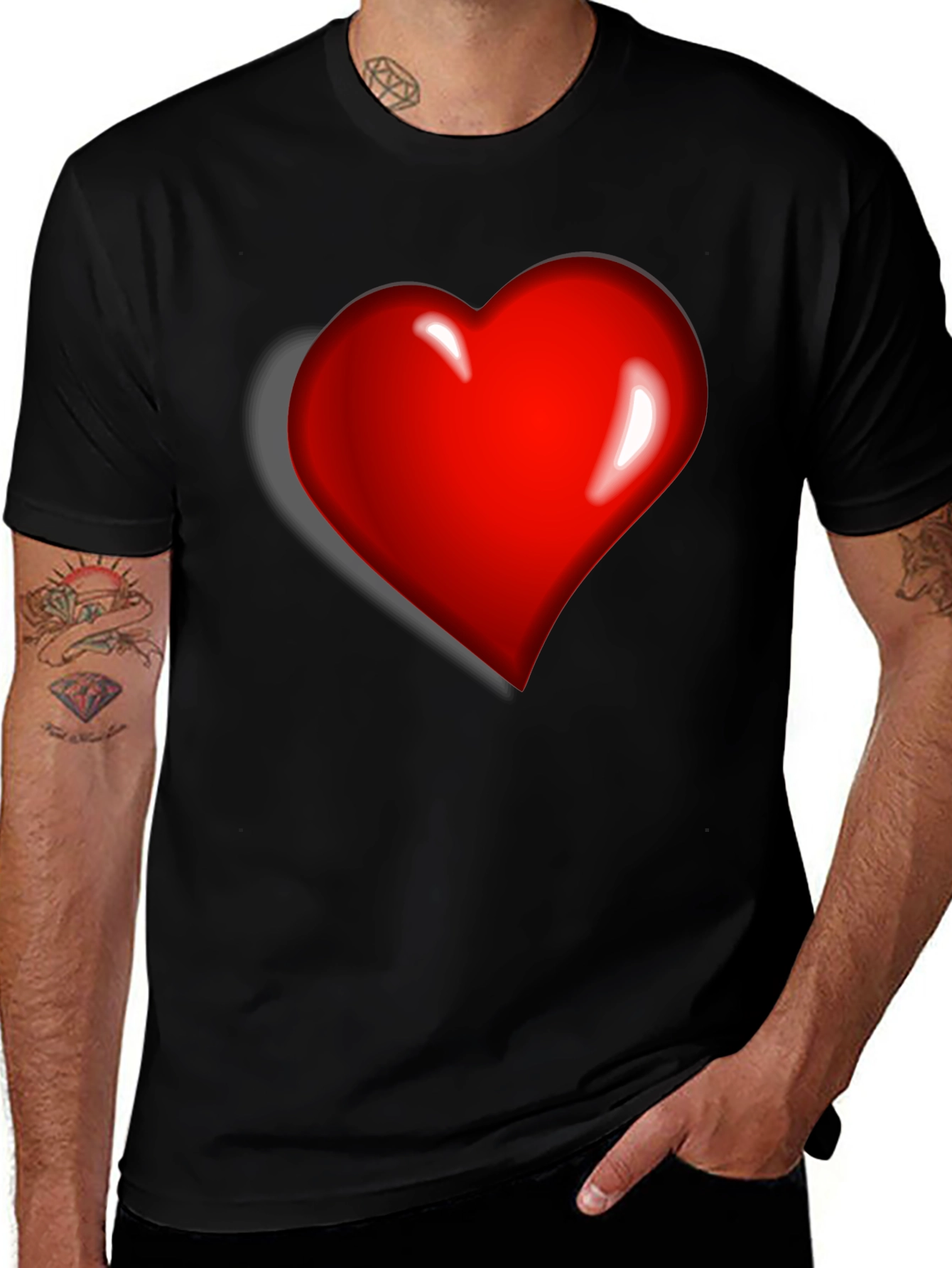Variant 11 of Red Heart Graphic Black T-Shirt
