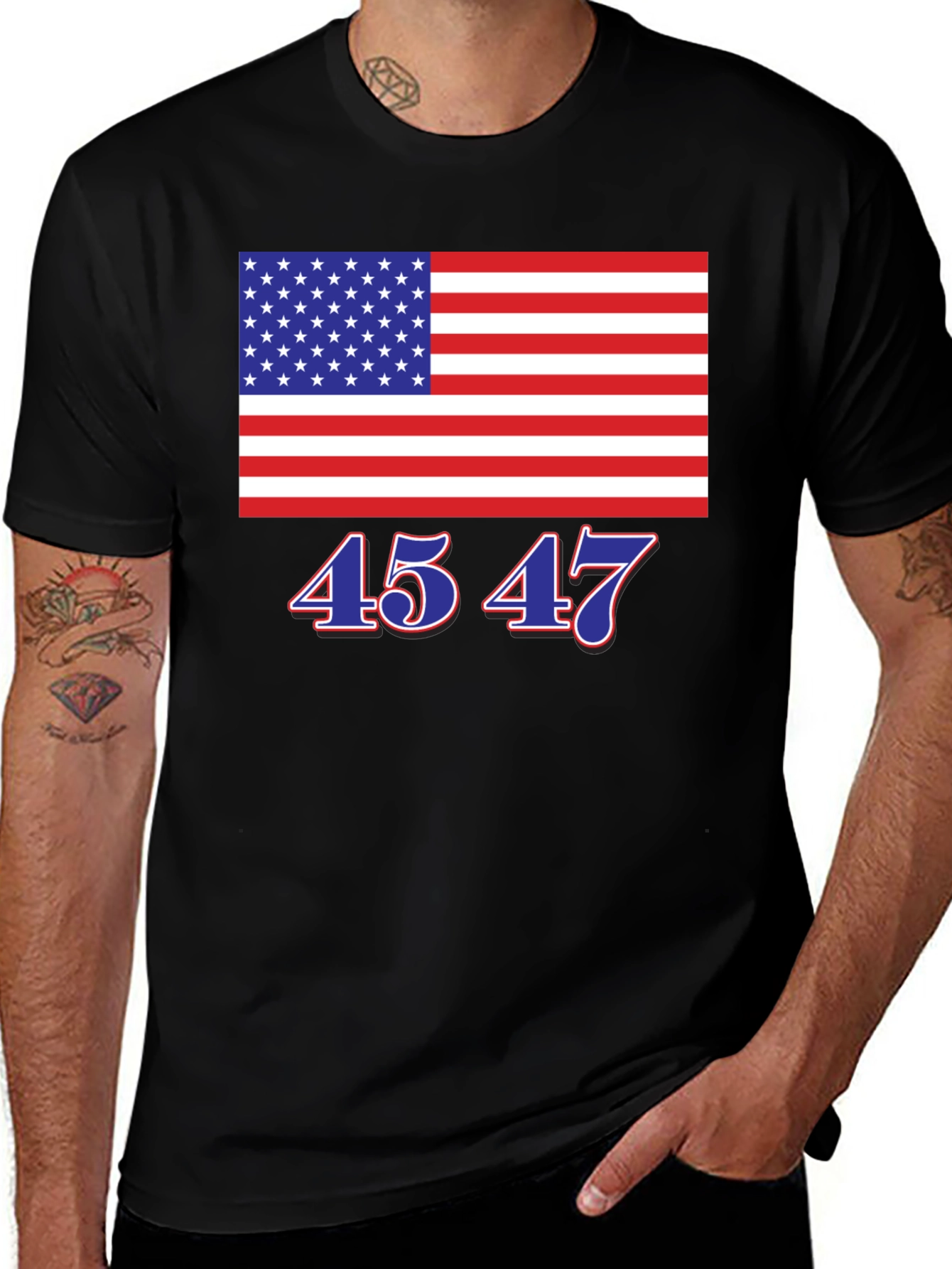 Variant 4 of 45 47 American Flag Tee
