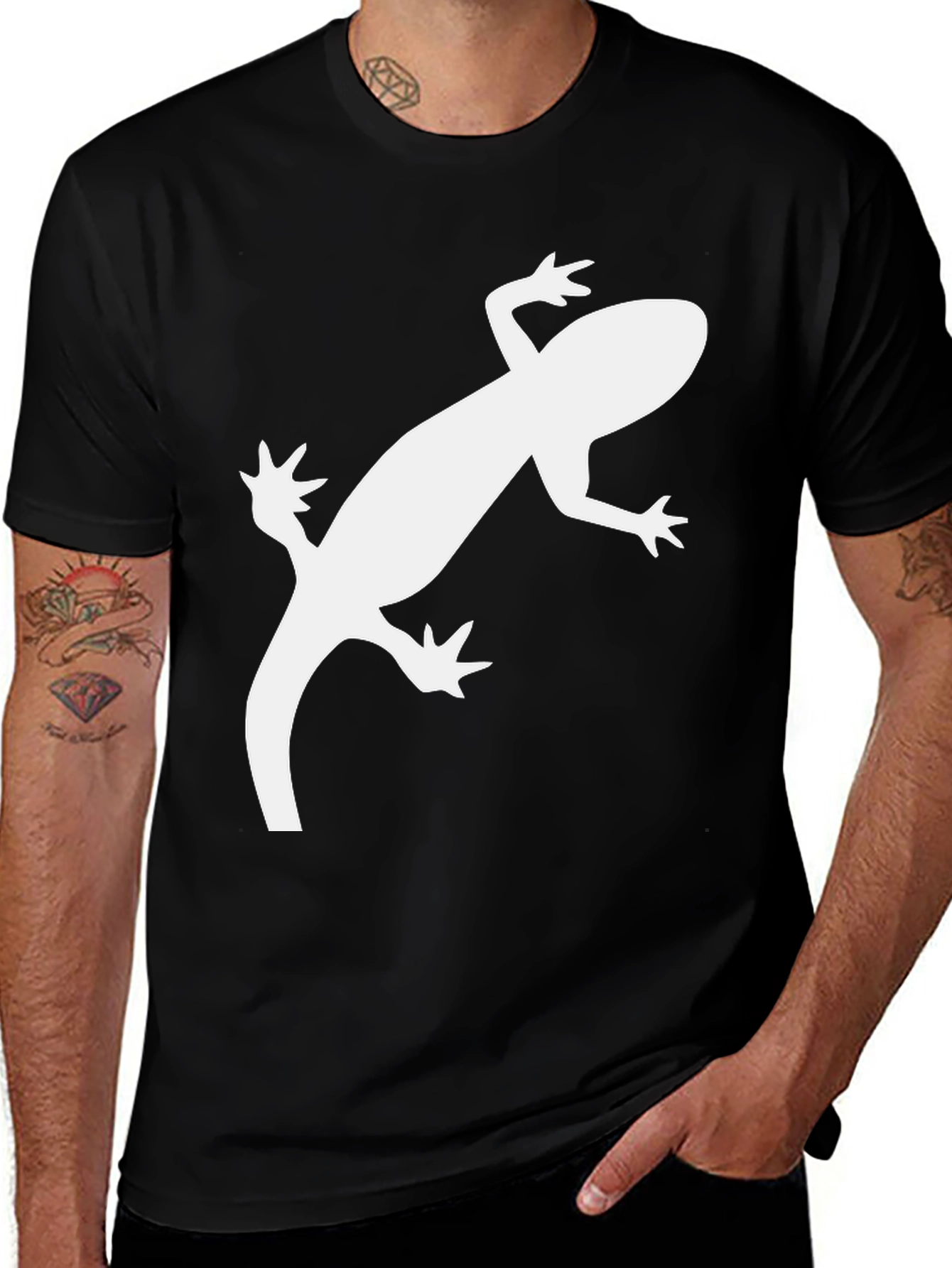 Variant 5 of Cool Gecko Graphic Tee - Black Casual T-Shirt