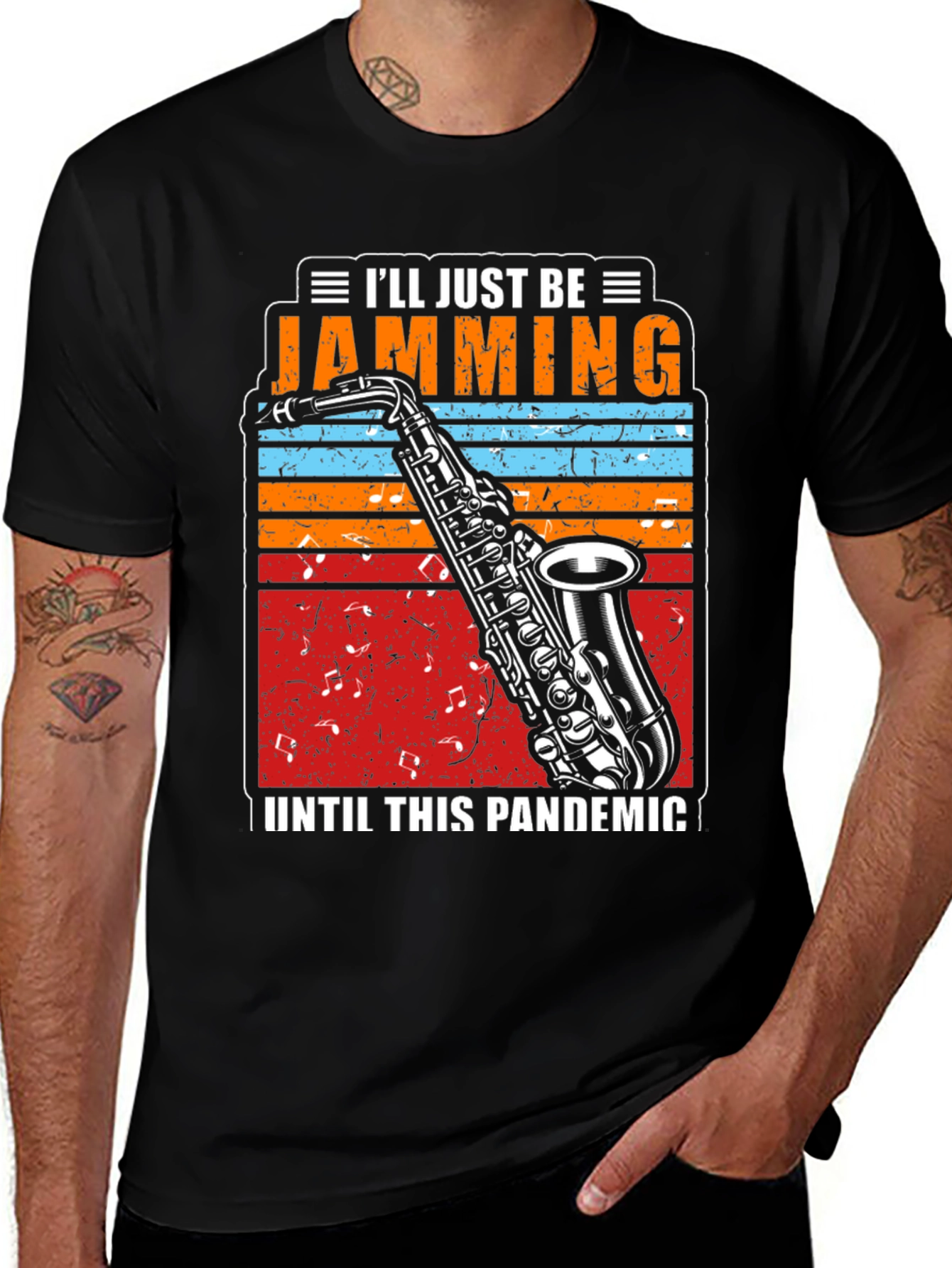 Variant 13 of Jamming During Pandemic T-Shirt - Saxophone Music Lover Tee